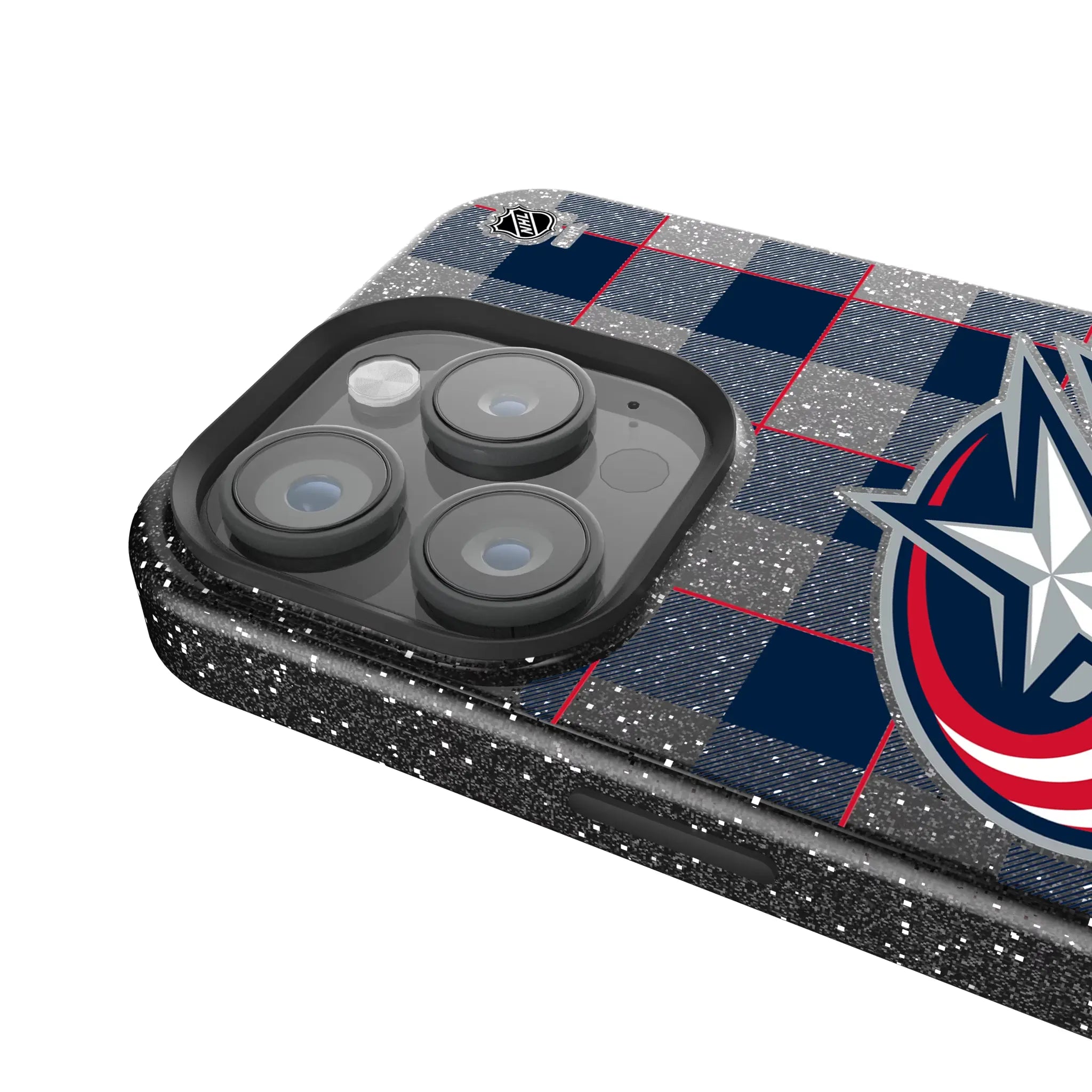 Columbus Blue Jackets Plaid iPhone Bling Phone Case for Apple iPhone - Detail