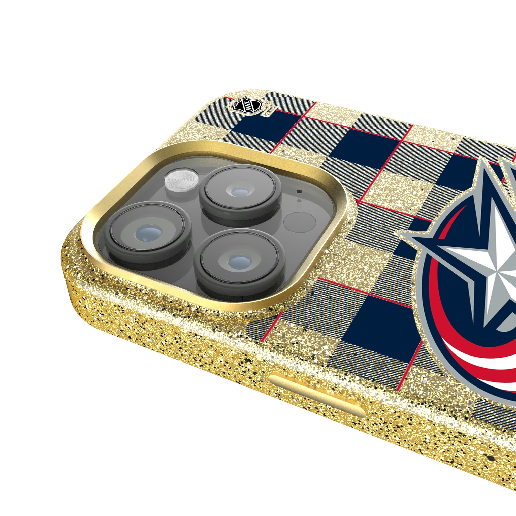 Columbus Blue Jackets Plaid iPhone Bling Phone Case for Apple iPhone - Detail