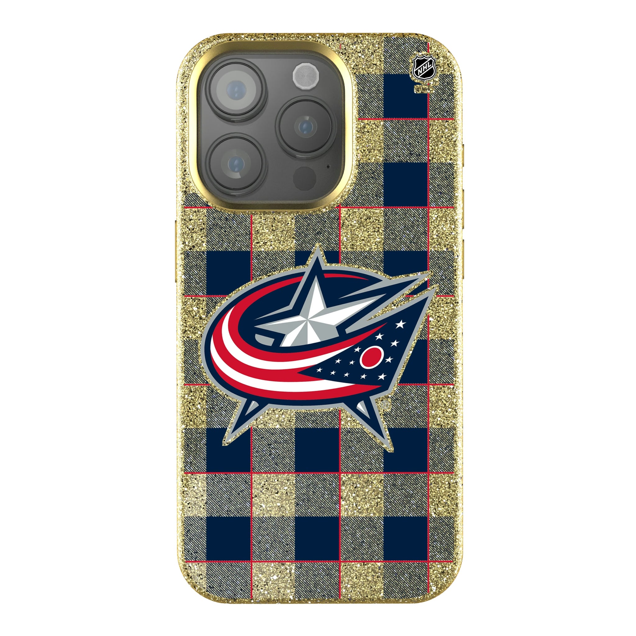 Columbus Blue Jackets Plaid iPhone Bling Phone Case for Apple iPhone