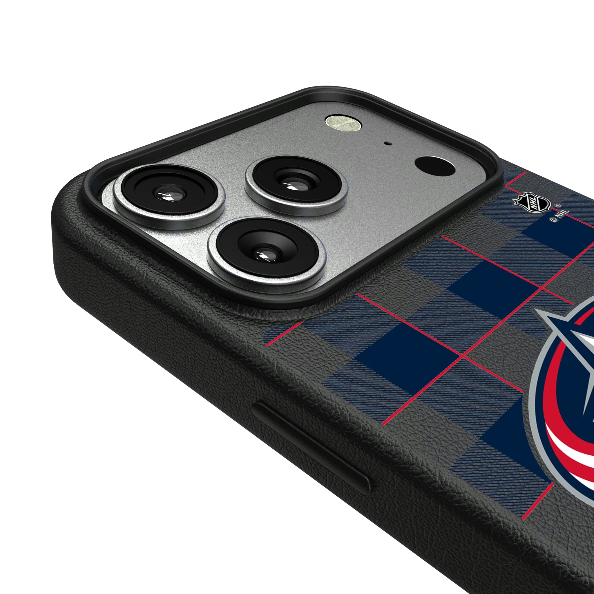 Columbus Blue Jackets Plaid iPhone MagSafe Compatible Phone Case for Apple iPhone - Detail#Device_iPhone 17 Pro