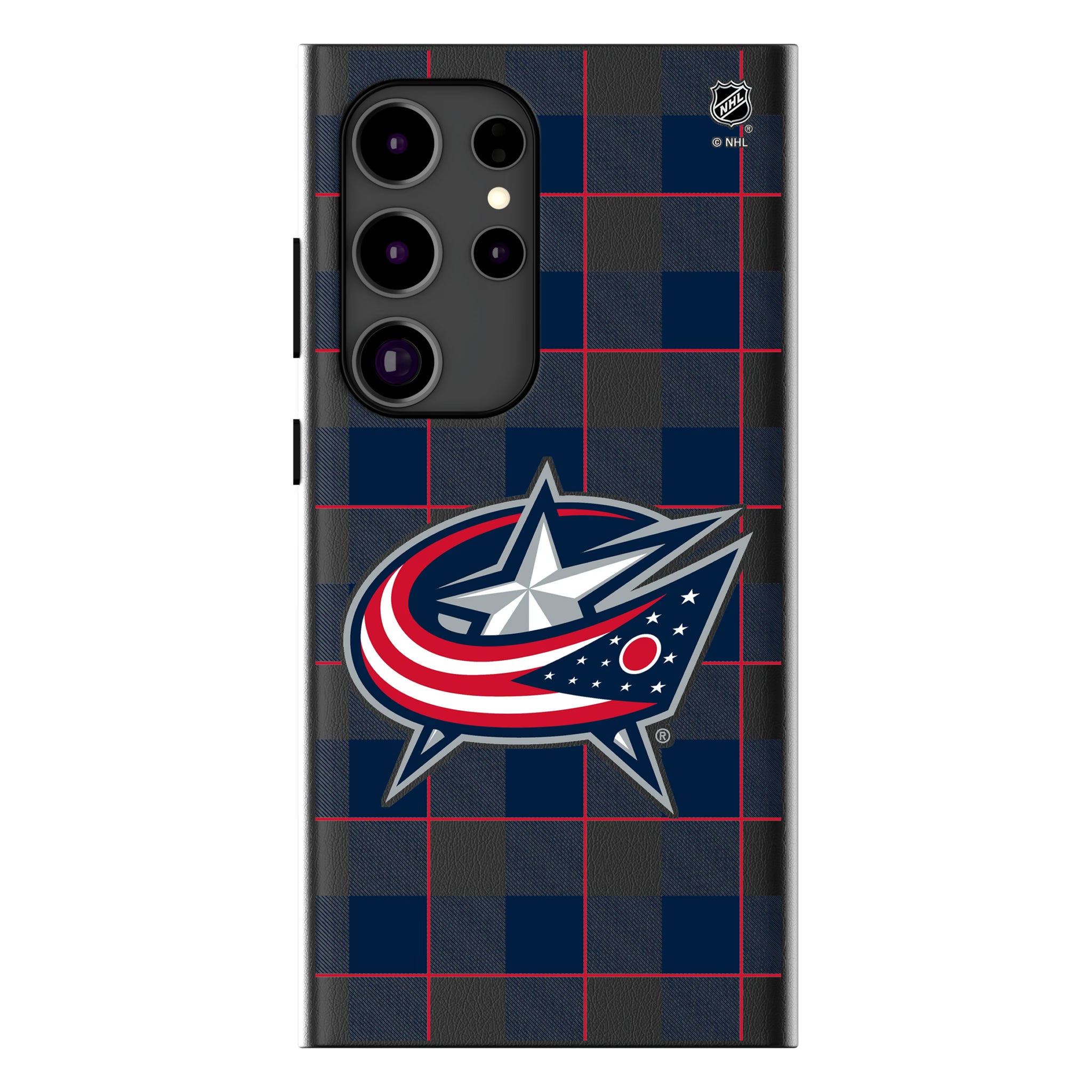 Columbus Blue Jackets Plaid Galaxy MagSafe Compatible Phone Case for Samsung Galaxy