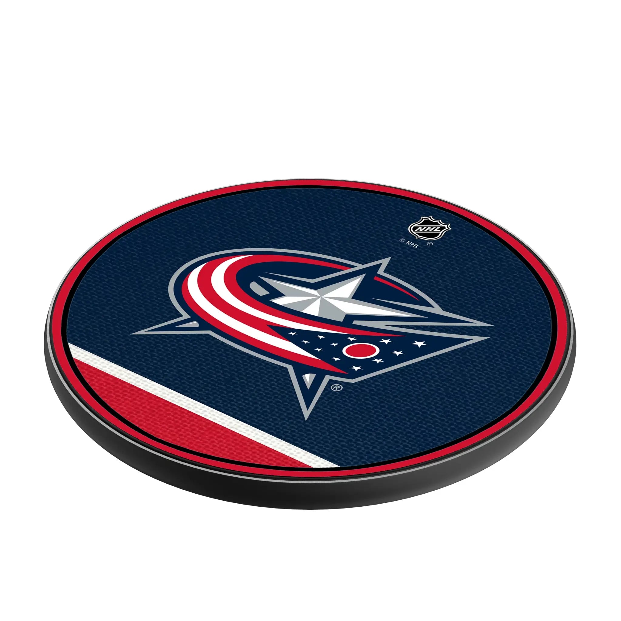 Columbus Blue Jackets Stripe 15-Watt Wireless Charger - Isometric View