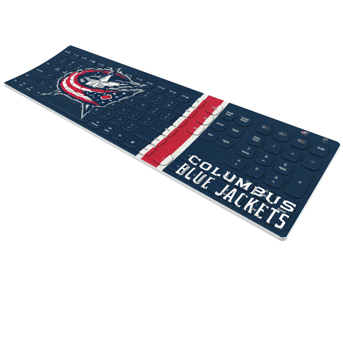 Columbus Blue Jackets Stripe KKB605 Curved Wireless Keyboard - Isometric View