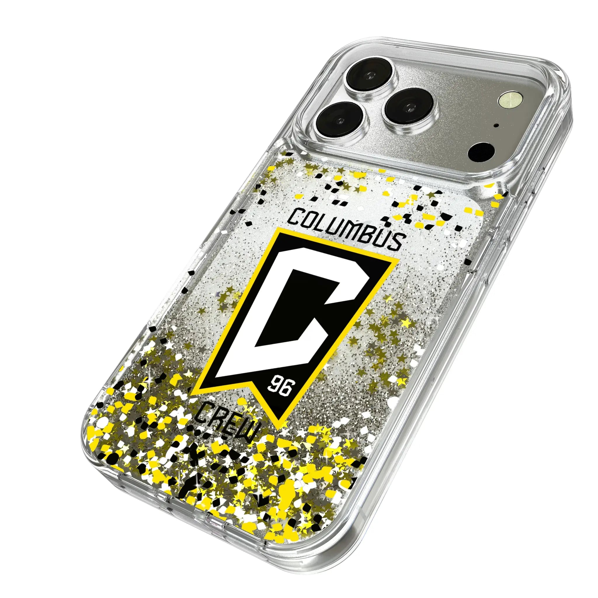 Columbus Crew Confetti iPhone Glitter Phone Case for Apple iPhone - Isometric View