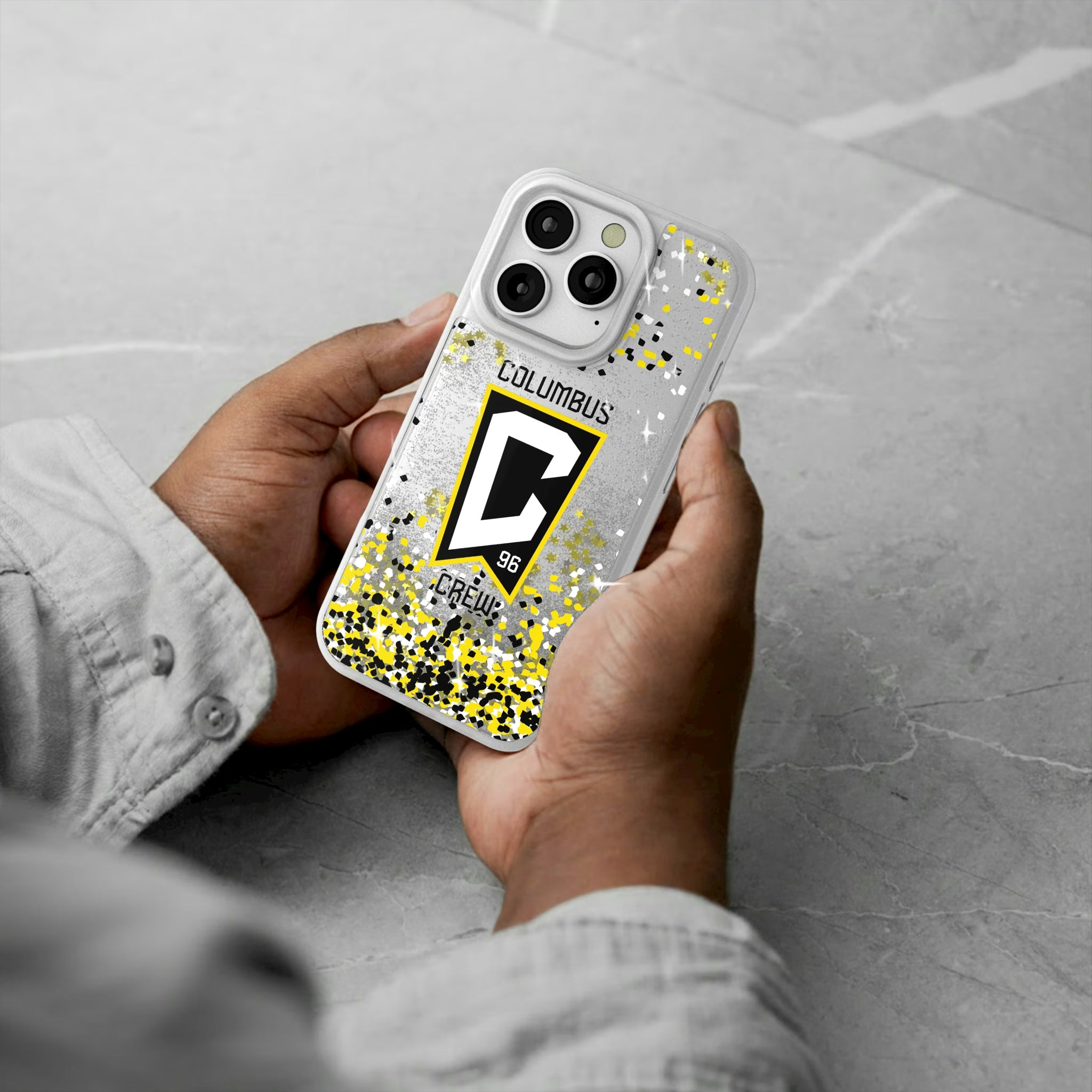 Columbus Crew Confetti iPhone Glitter Phone Case for Apple iPhone - Lifestyle#Device_iPhone 16 Pro