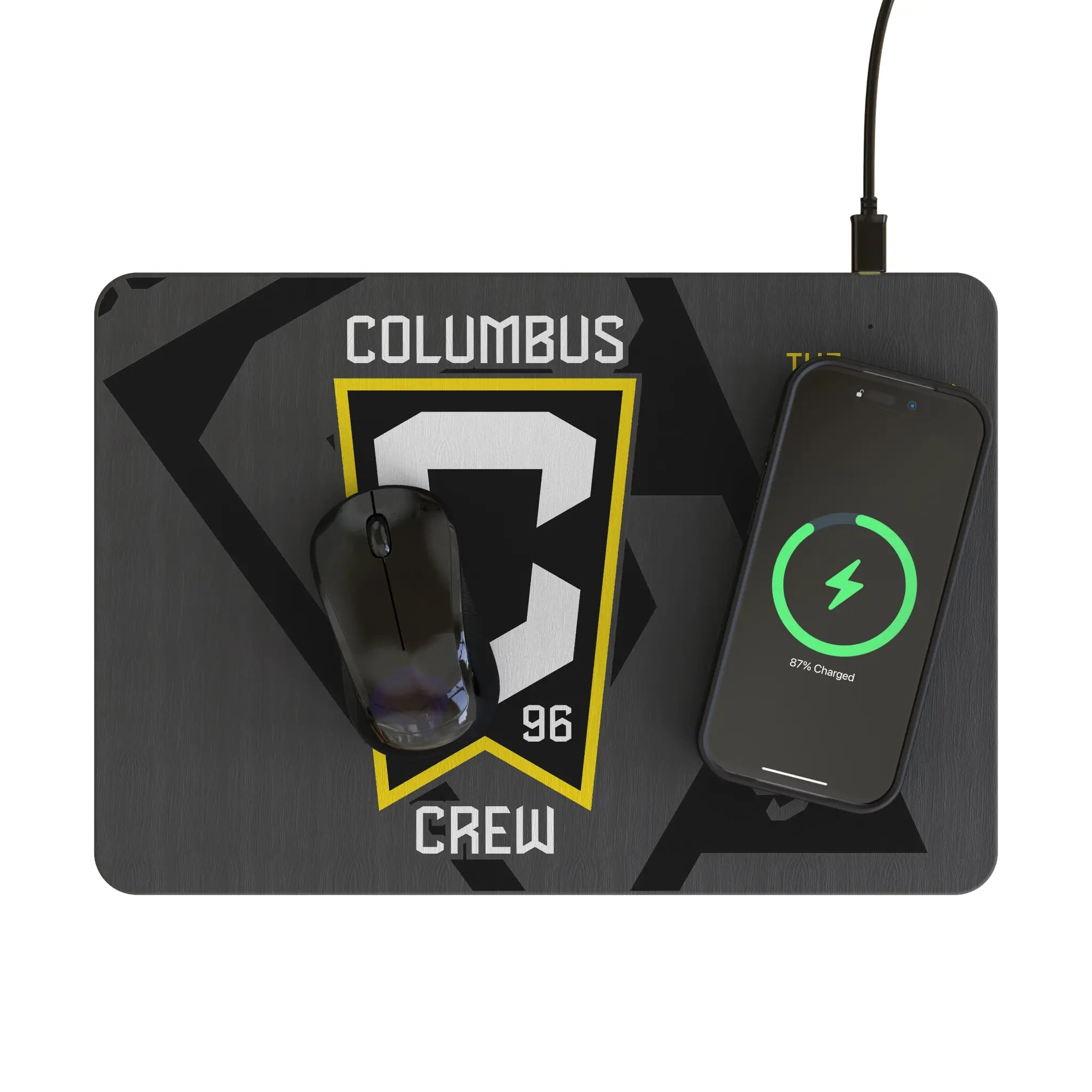 Columbus Crew Monocolor Tilt 15-Watt Wireless Charger and Mouse Pad - Lifestyle