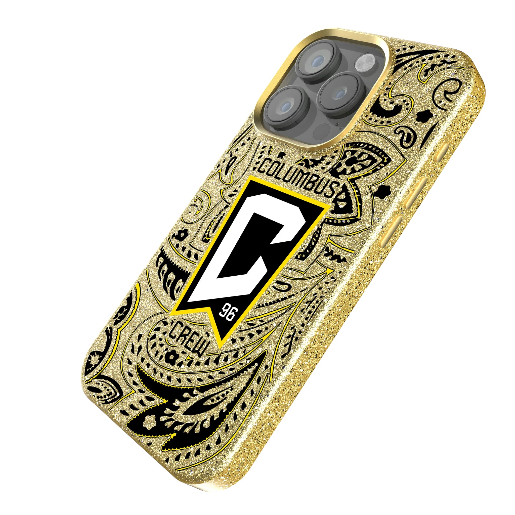 Columbus Crew Paisley iPhone Bling Phone Case for Apple iPhone - Isometric View