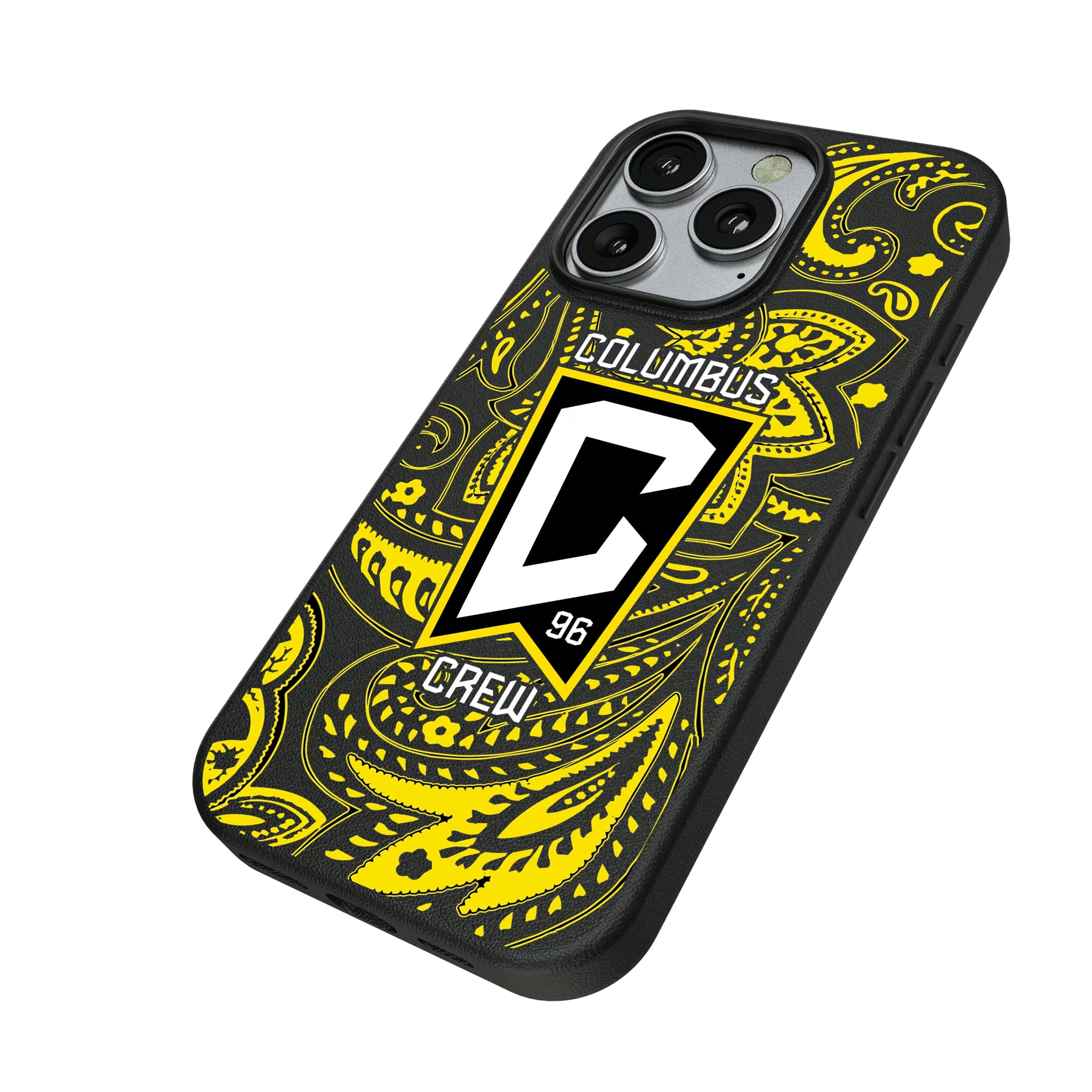 Columbus Crew Paisley iPhone MagSafe Compatible Phone Case for Apple iPhone - Isometric View