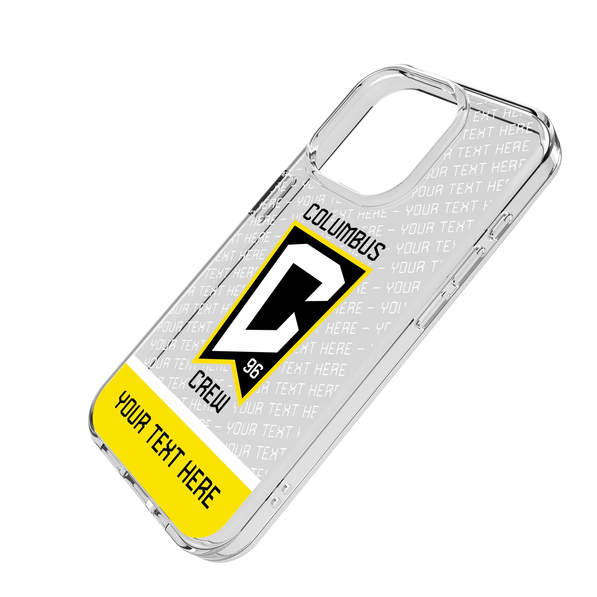 Columbus Crew Personalized EndZone Plus iPhone Clear Phone Case for Apple iPhone - Isometric View