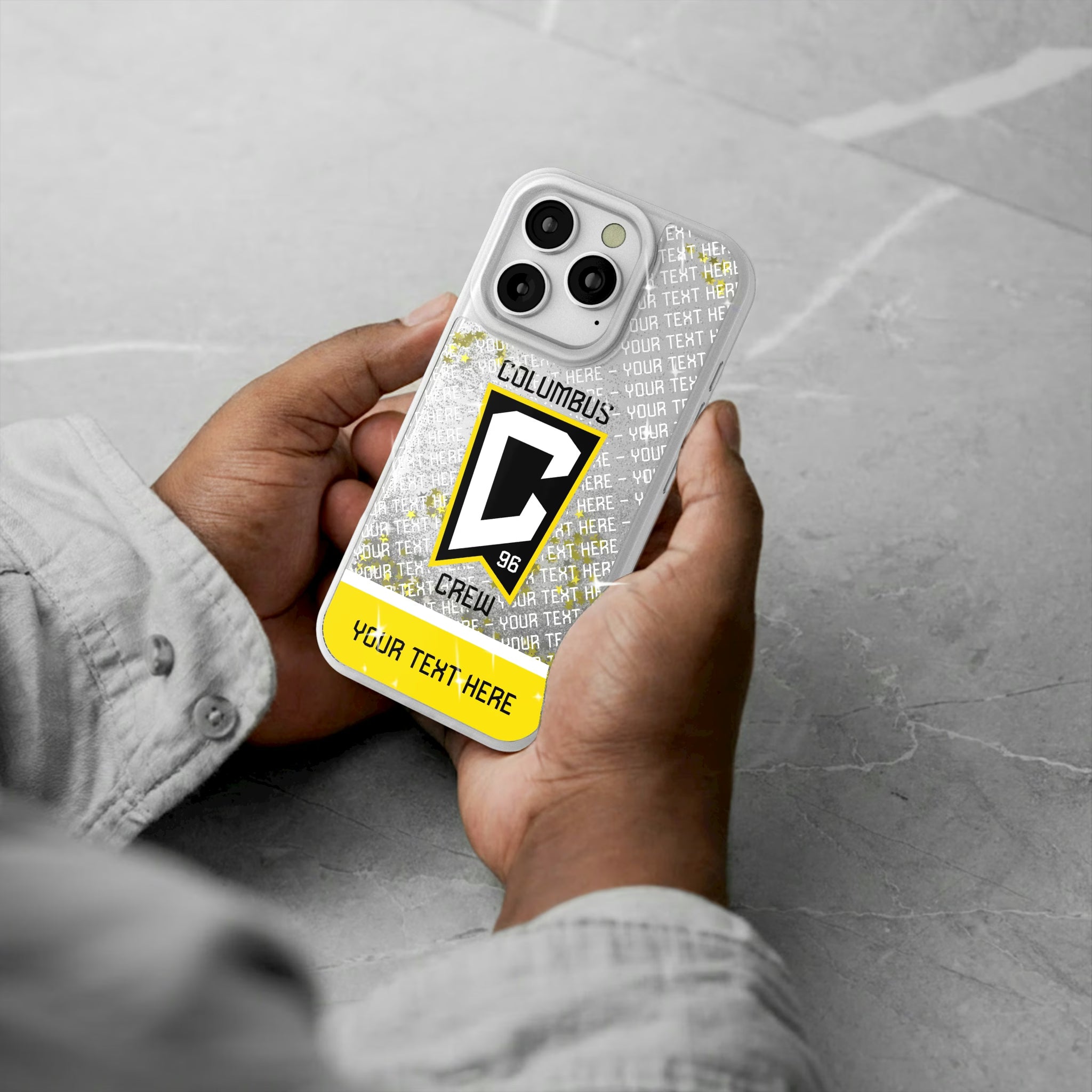 Columbus Crew Personalized EndZone Plus iPhone Glitter Phone Case for Apple iPhone - Lifestyle#Device_iPhone 16 Pro