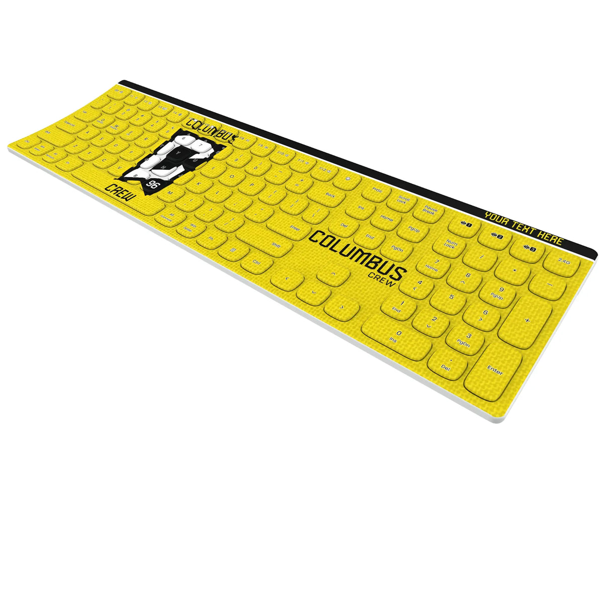 Columbus Crew Personalized Endzone Solid KKB605 Curved Wireless Keyboard - Isometric View