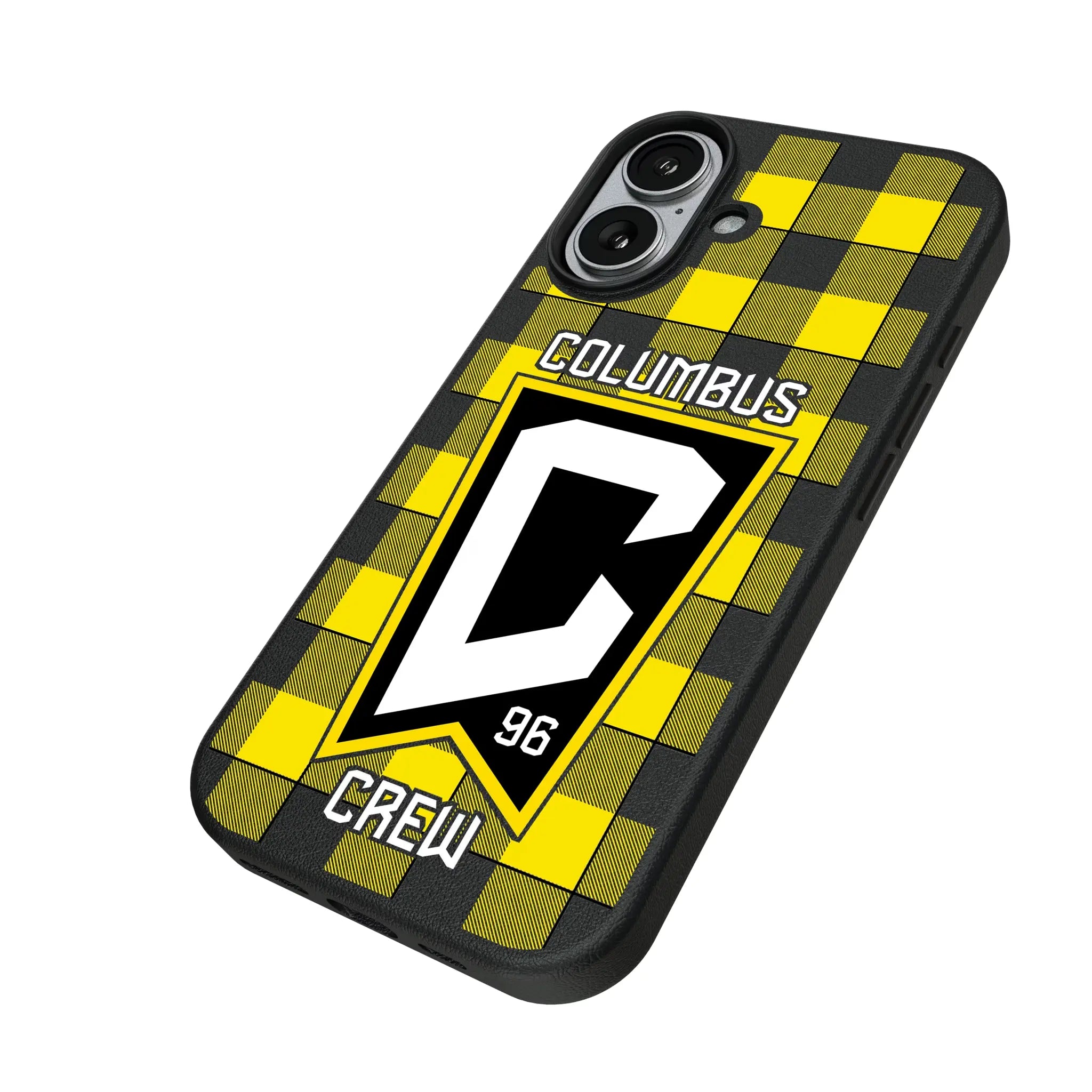 Columbus Crew Plaid iPhone MagSafe Compatible Phone Case for Apple iPhone - Isometric View#Device_iPhone 17