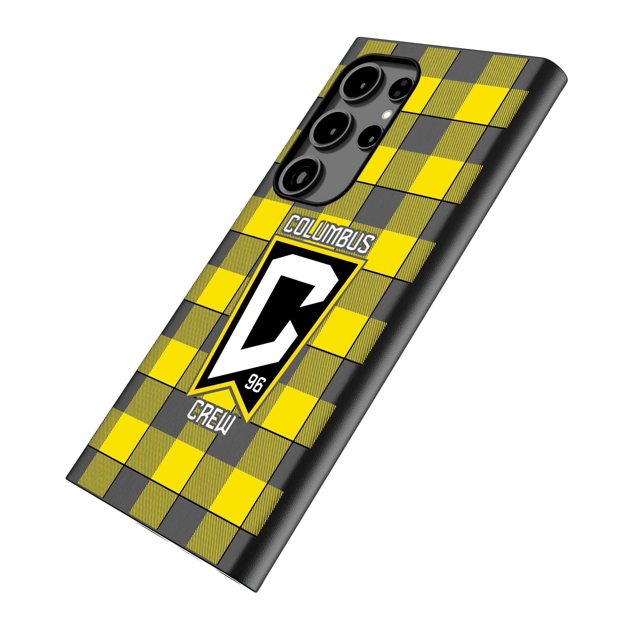 Columbus Crew Plaid Galaxy MagSafe Compatible Phone Case for Samsung Galaxy - Isometric View