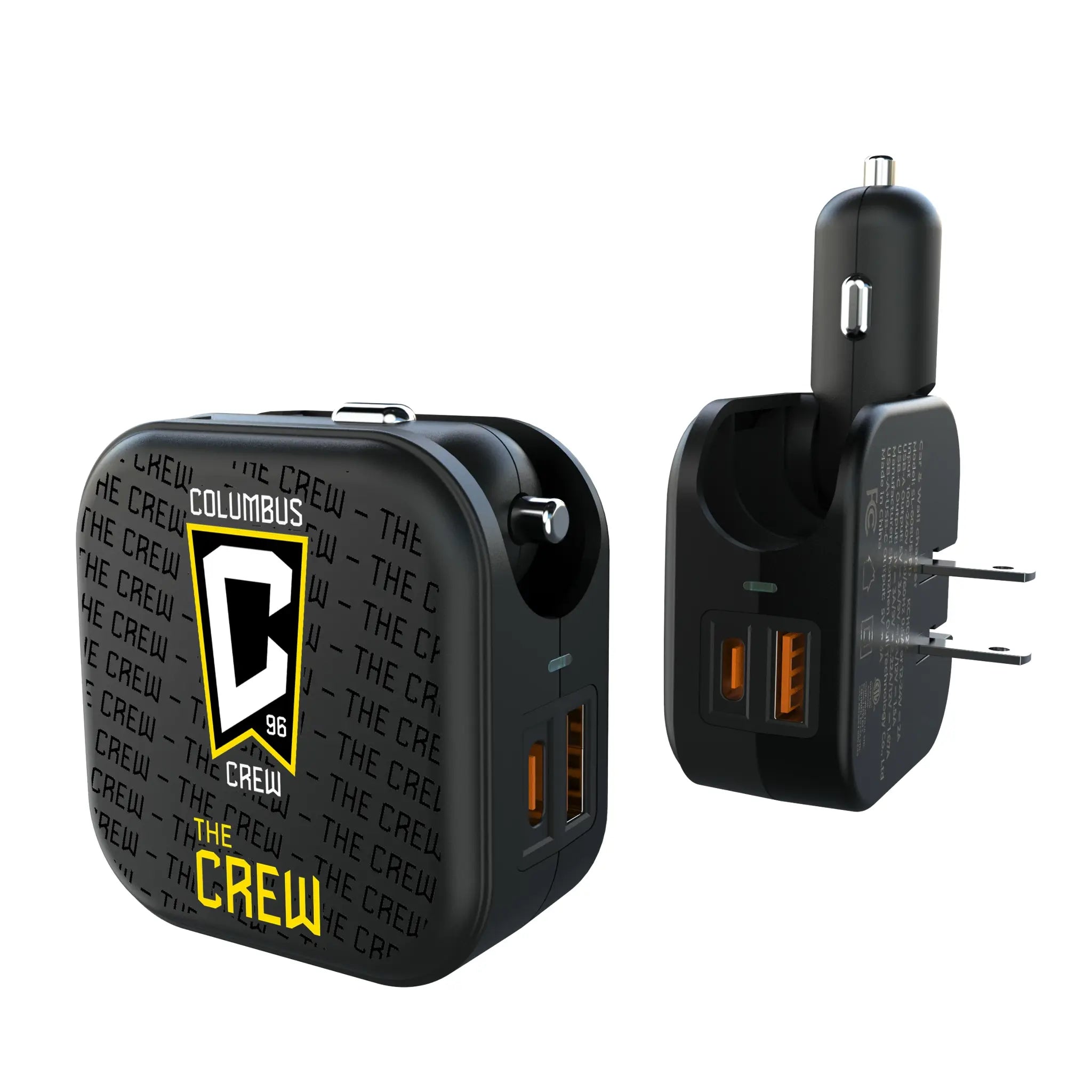 Columbus Crew Text Backdrop 2 in 1 USB A/C Charger