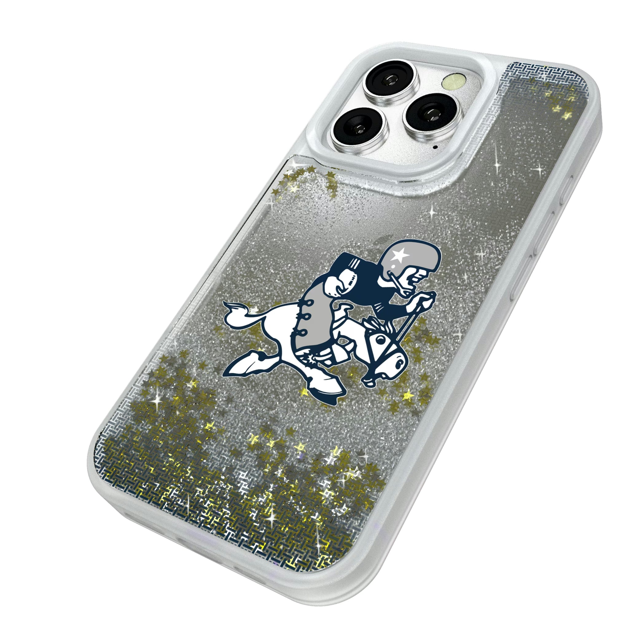 Dallas Cowboys 1966-1969 Historic Collection Linen iPhone Glitter Phone Case for Apple iPhone - Isometric View#Device_iPhone 16 Pro