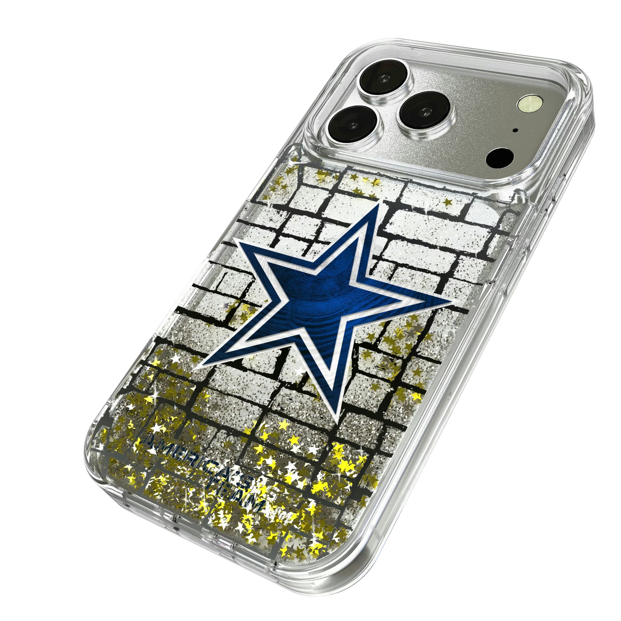 Dallas Cowboys Brick iPhone Glitter Phone Case for Apple iPhone - Isometric View