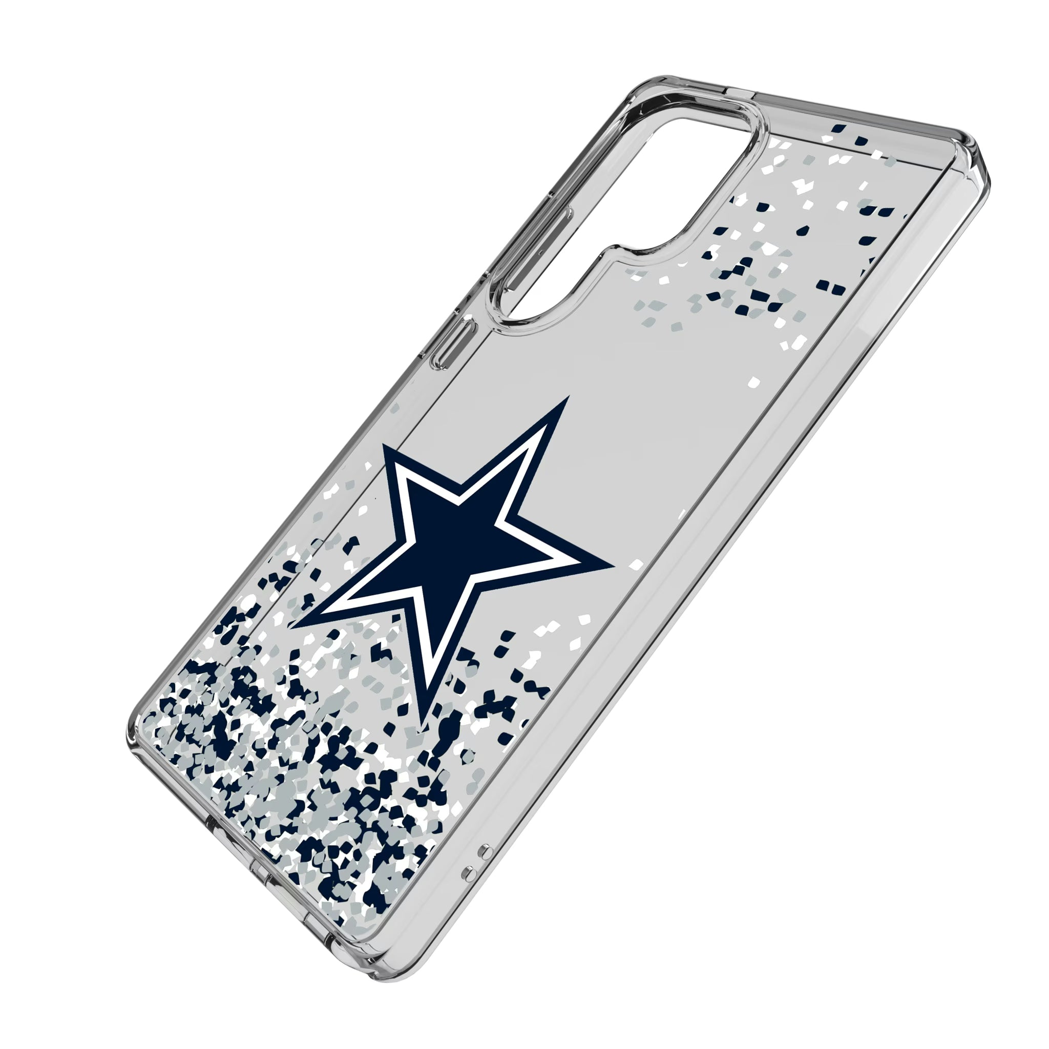 Dallas Cowboys Confetti Galaxy Clear Phone Case for Samsung Galaxy - Isometric View