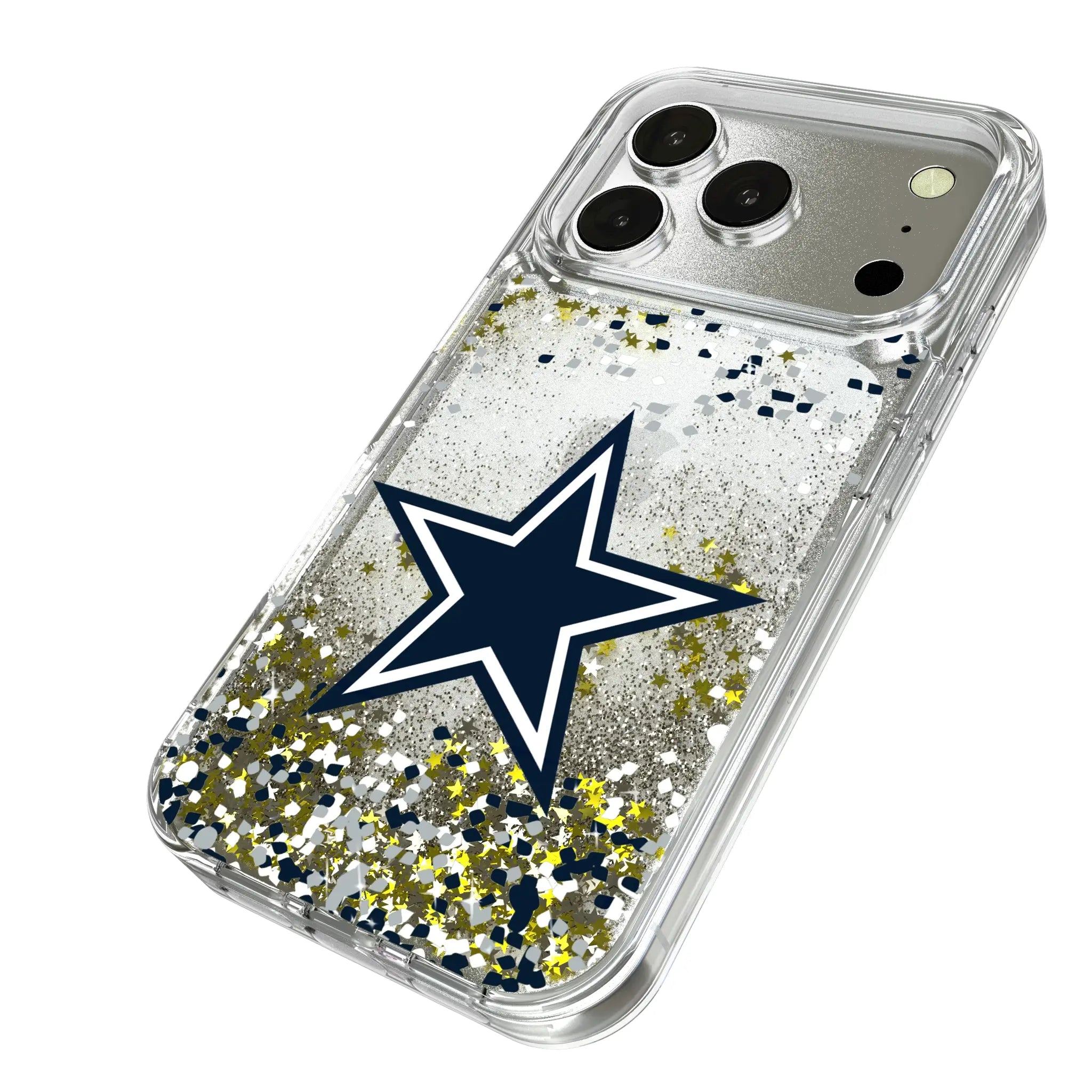 Dallas Cowboys Confetti iPhone Glitter Phone Case for Apple iPhone - Isometric View