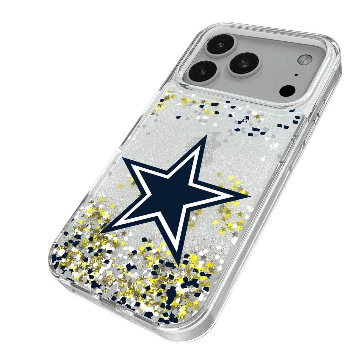 Dallas Cowboys Confetti iPhone Glitter Phone Case for Apple iPhone - Isometric View#Device_iPhone 18 Pro