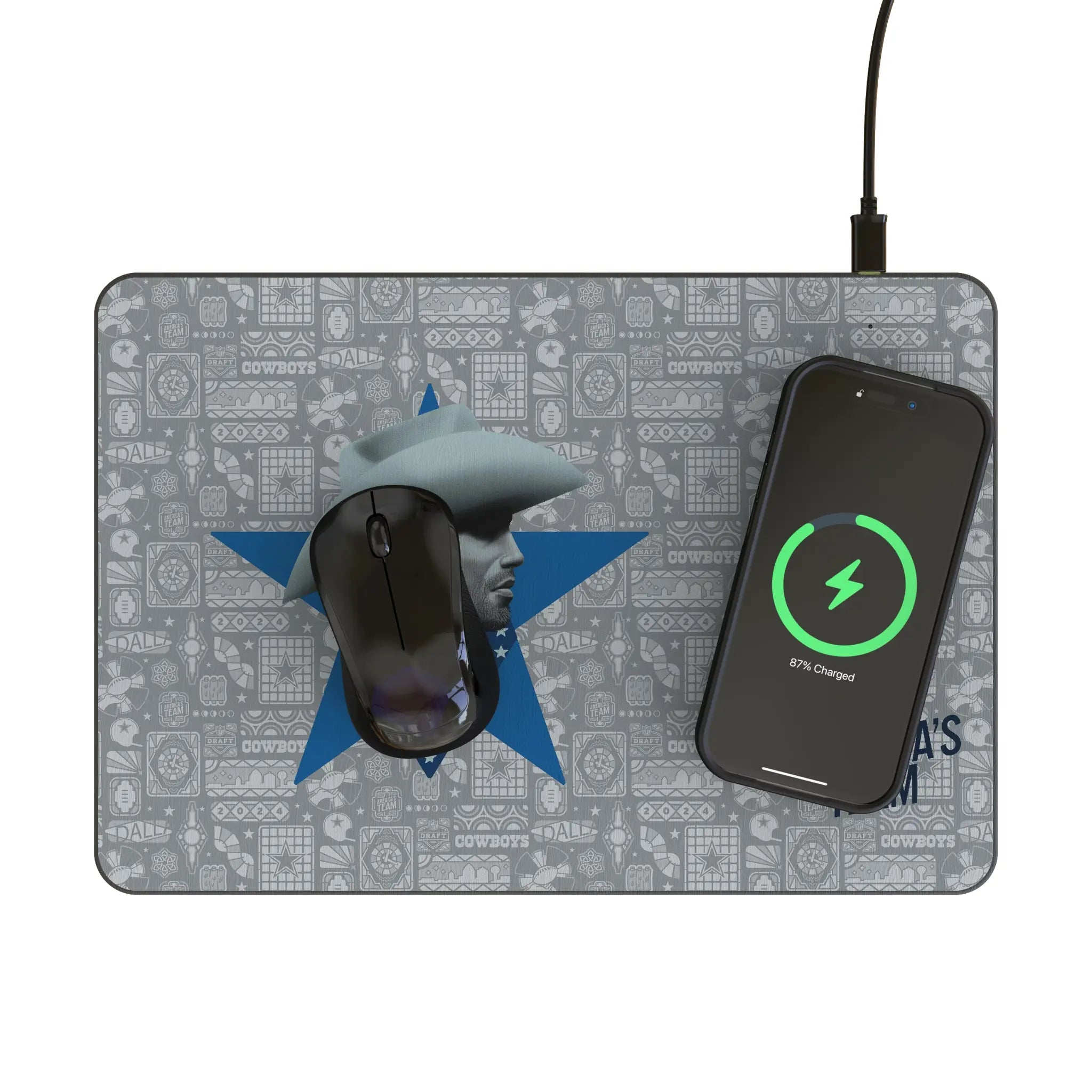 Dallas Cowboys Deco 15-Watt Wireless Charger and Mouse Pad - Lifestyle