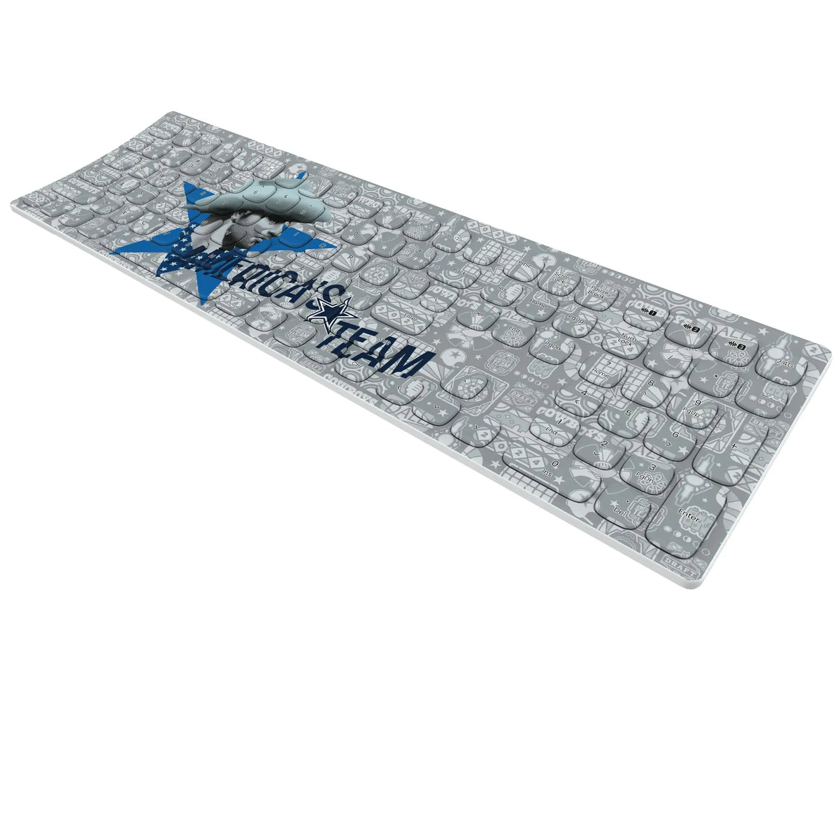 Dallas Cowboys Deco KKB605 Curved Wireless Keyboard - Isometric View