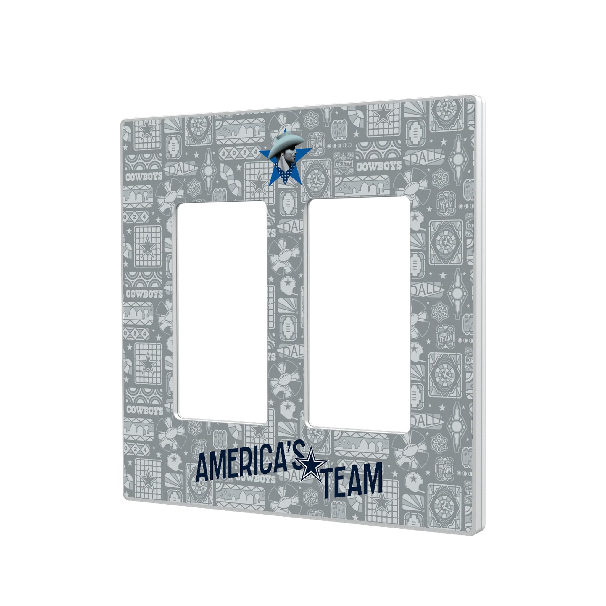 Dallas Cowboys Deco Hidden-Screw Light Switch Plate#Style_Double Rocker