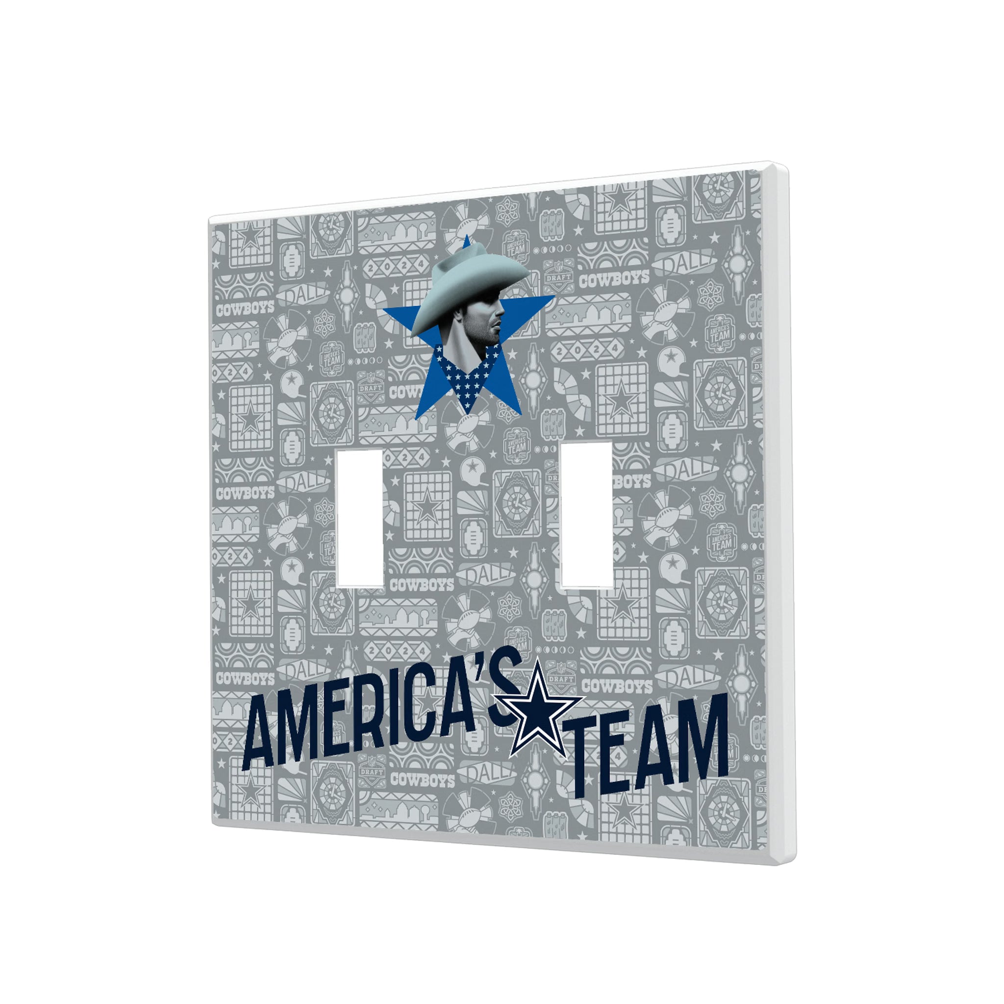 Dallas Cowboys Deco Hidden-Screw Light Switch Plate#Style_Double Toggle
