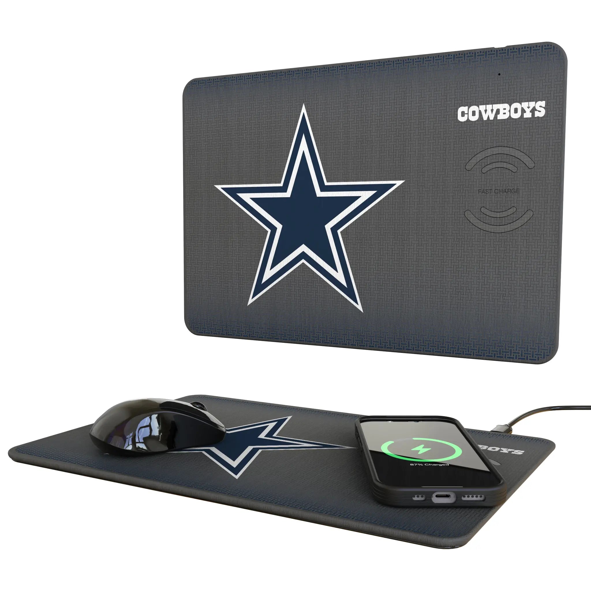 Dallas Cowboys Linen 15-Watt Wireless Charger and Mouse Pad