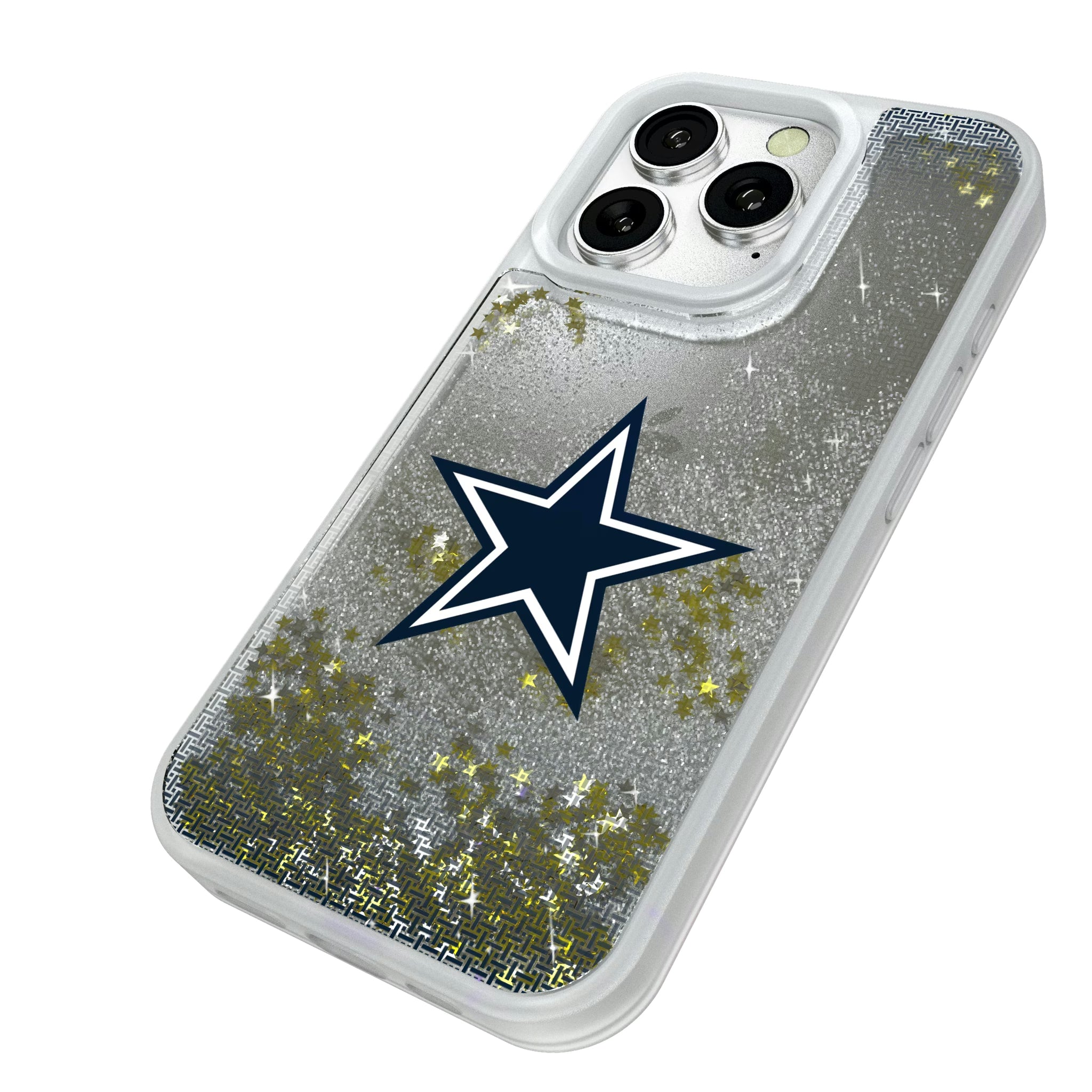 Dallas Cowboys Linen iPhone Glitter Phone Case for Apple iPhone - Isometric View#Device_iPhone 16 Pro