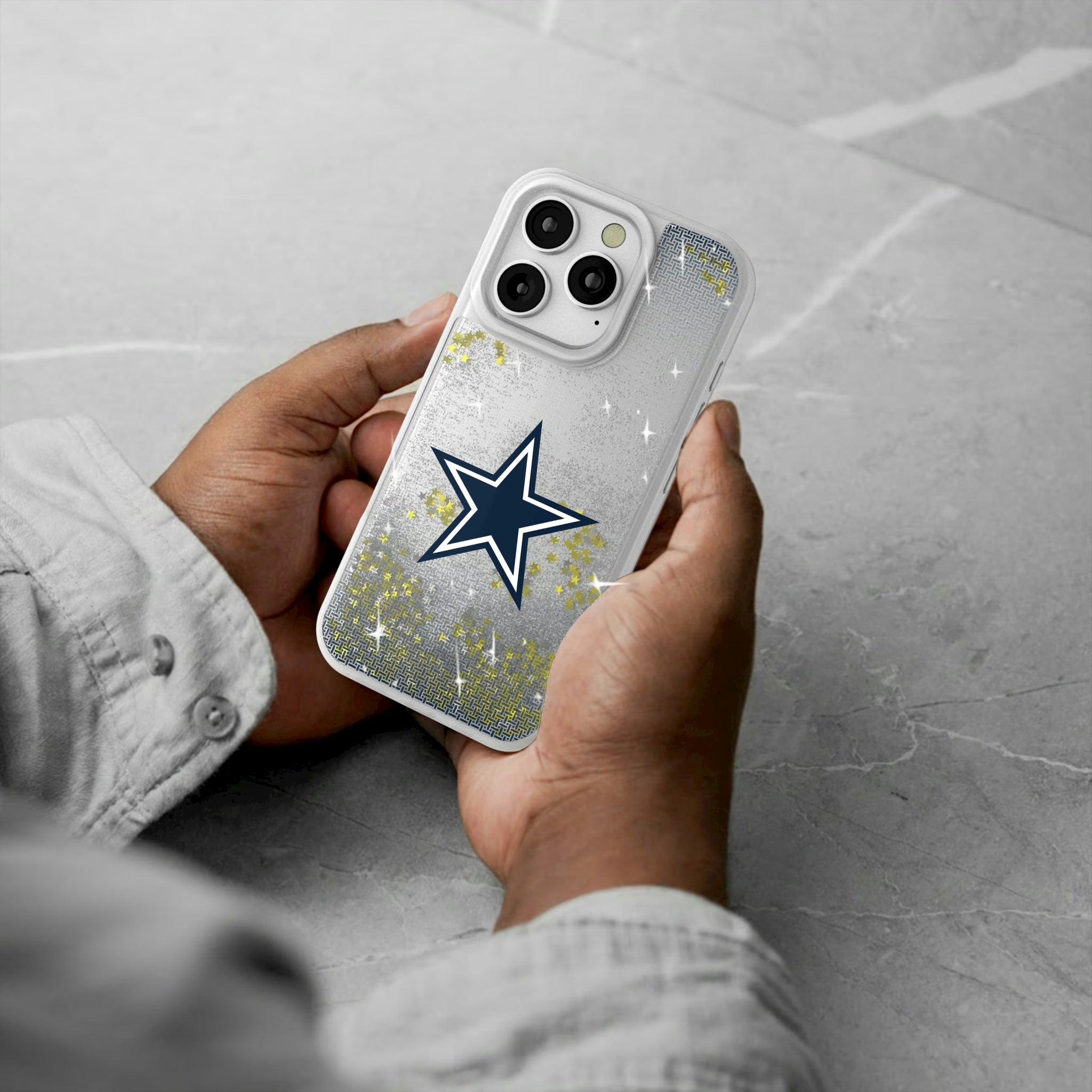 Dallas Cowboys Linen iPhone Glitter Phone Case for Apple iPhone - Lifestyle#Device_iPhone 16 Pro