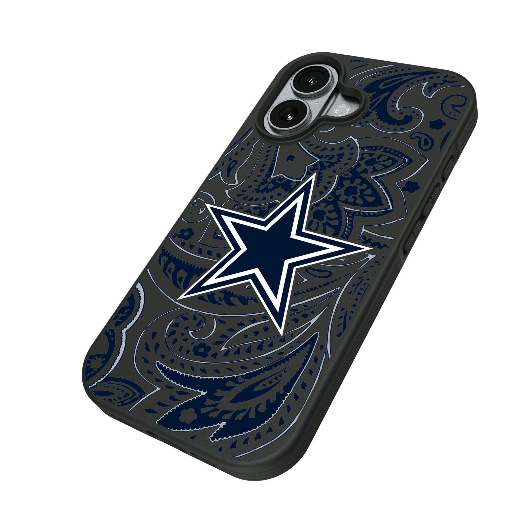 Dallas Cowboys Paisley iPhone Bump Phone Case for Apple iPhone - Isometric View#Device_iPhone 17