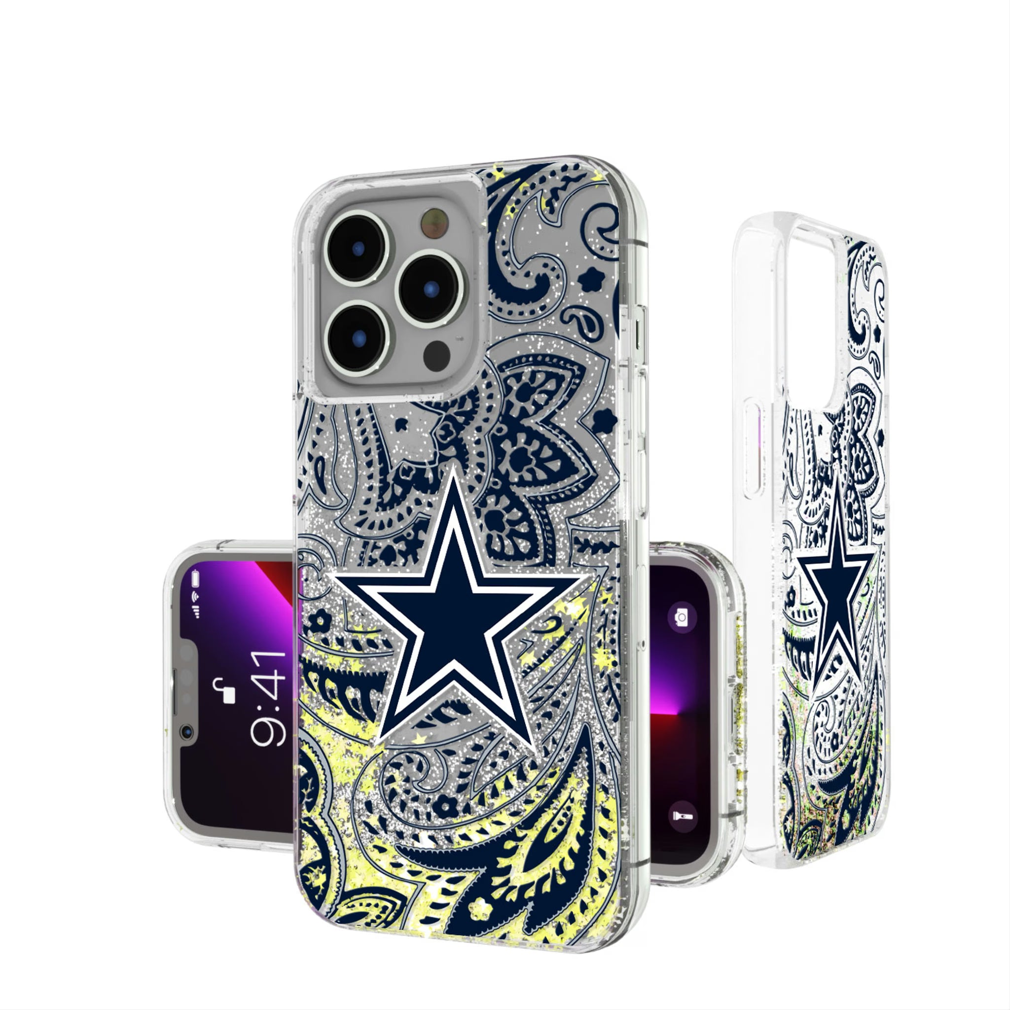 Dallas Cowboys Paisley iPhone Glitter Phone Case for Apple iPhone