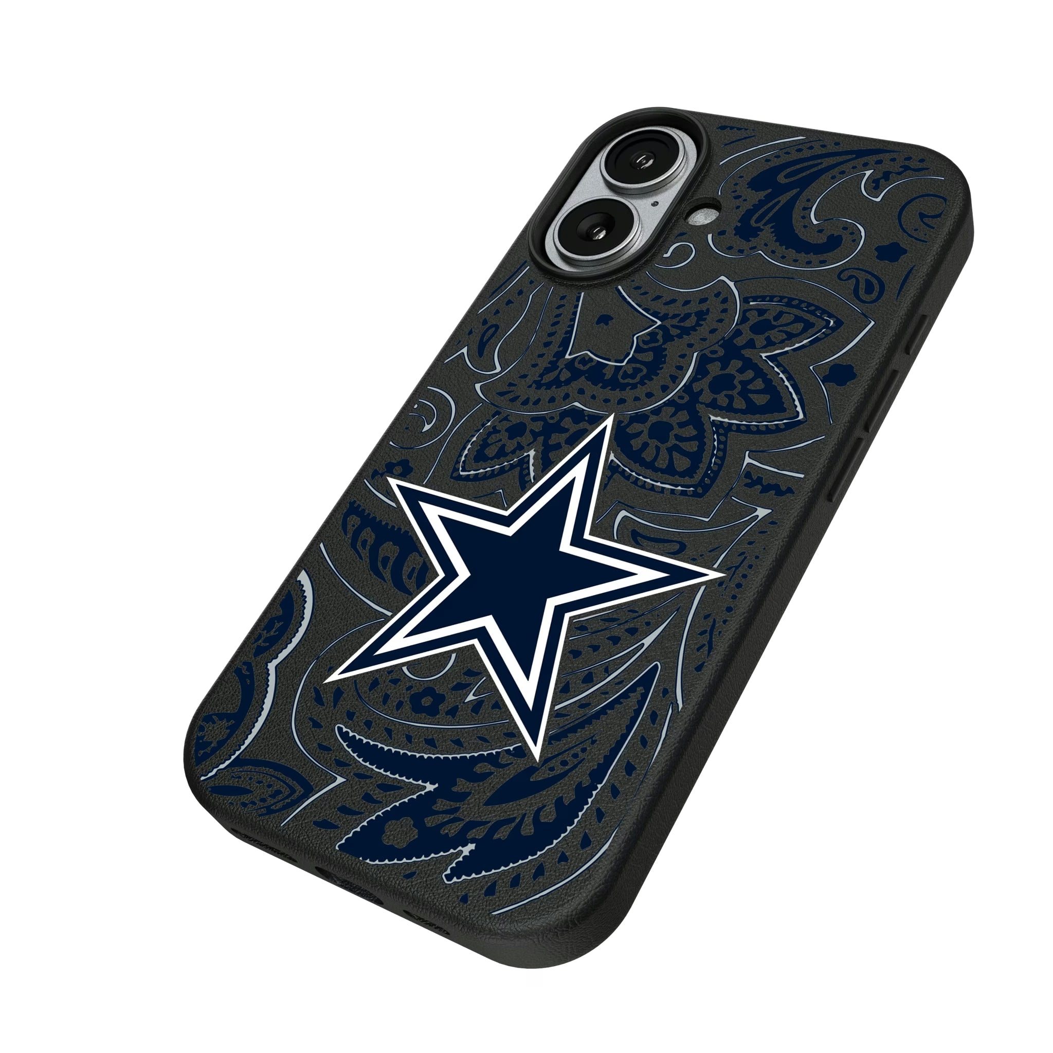 Dallas Cowboys Paisley iPhone MagSafe Compatible Phone Case for Apple iPhone - Isometric View#Device_iPhone 17