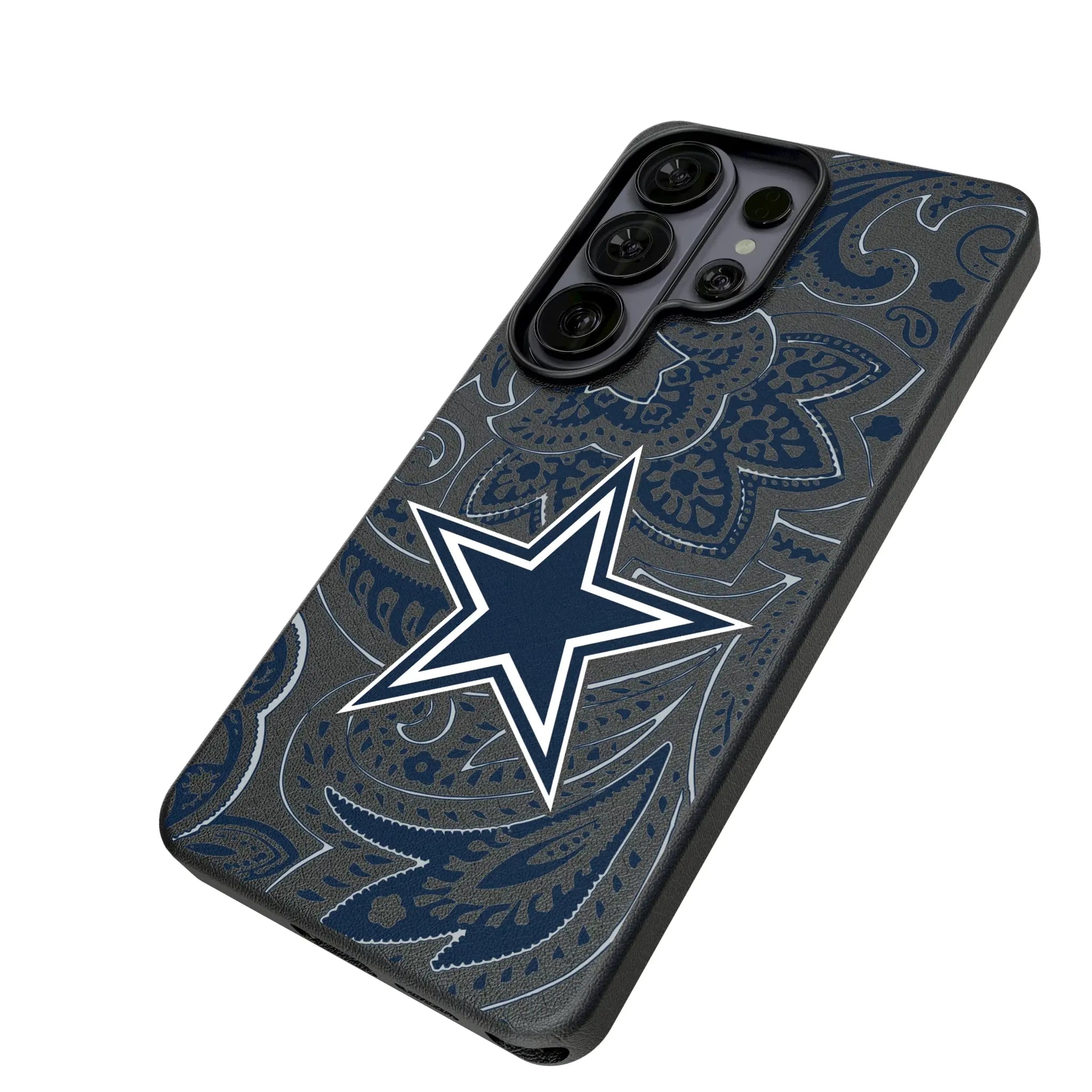Dallas Cowboys Paisley Galaxy MagSafe Compatible Phone Case for Samsung Galaxy - Isometric View#Device_Galaxy S26 Ultra