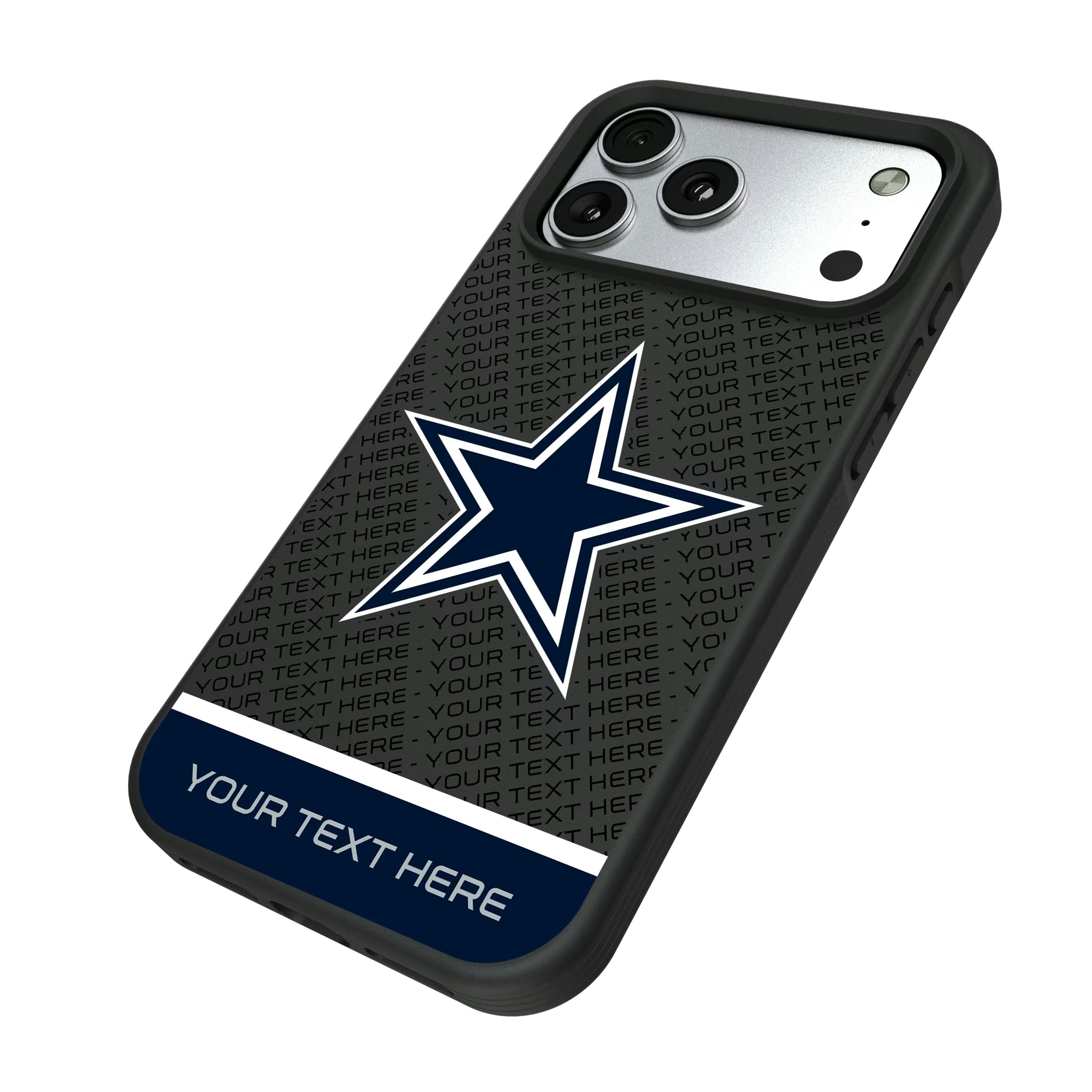 Dallas Cowboys Personalized EndZone Plus iPhone Bump Phone Case for Apple iPhone - Isometric View#Device_iPhone 17 Pro Max