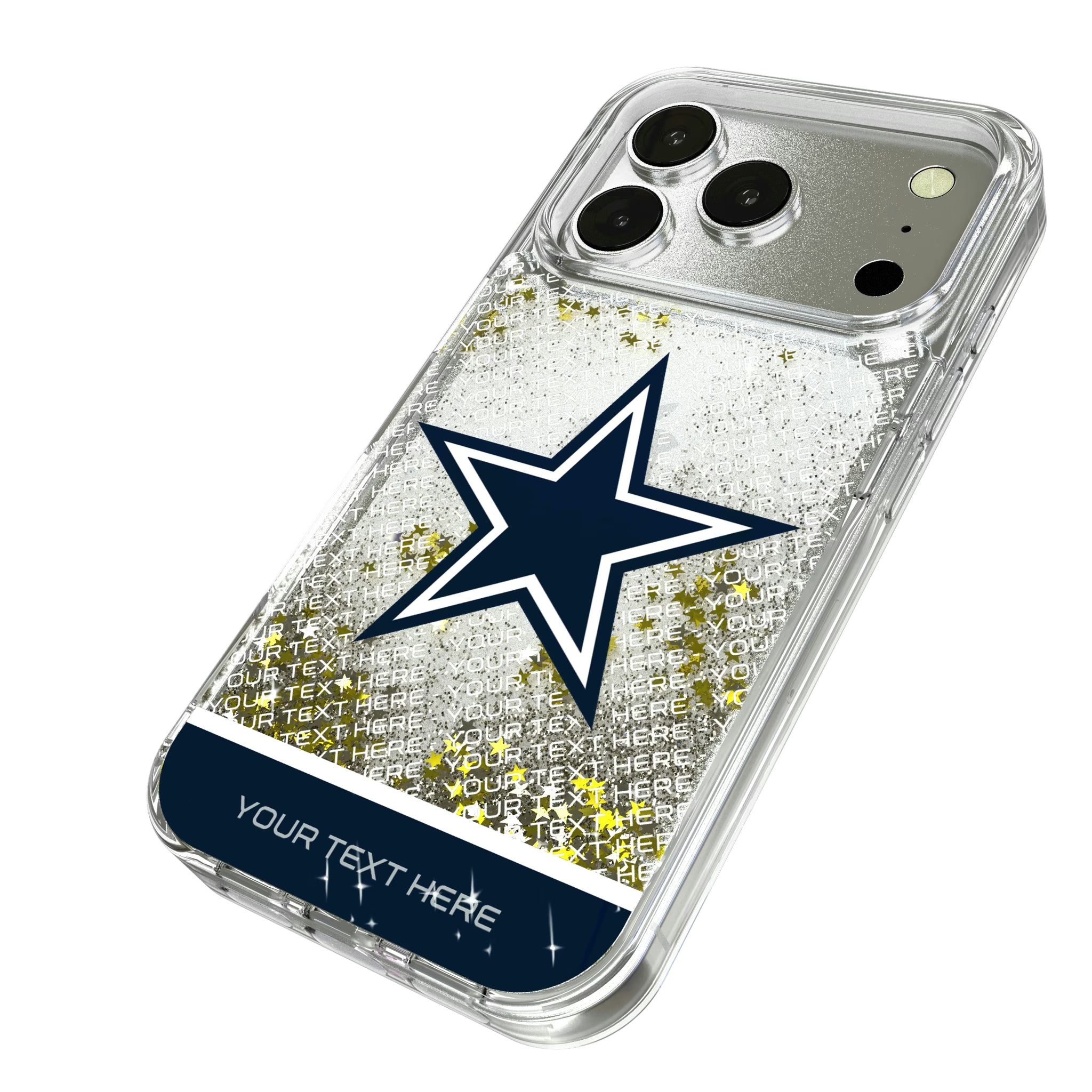 Dallas Cowboys Personalized EndZone Plus iPhone Glitter Phone Case for Apple iPhone - Isometric View