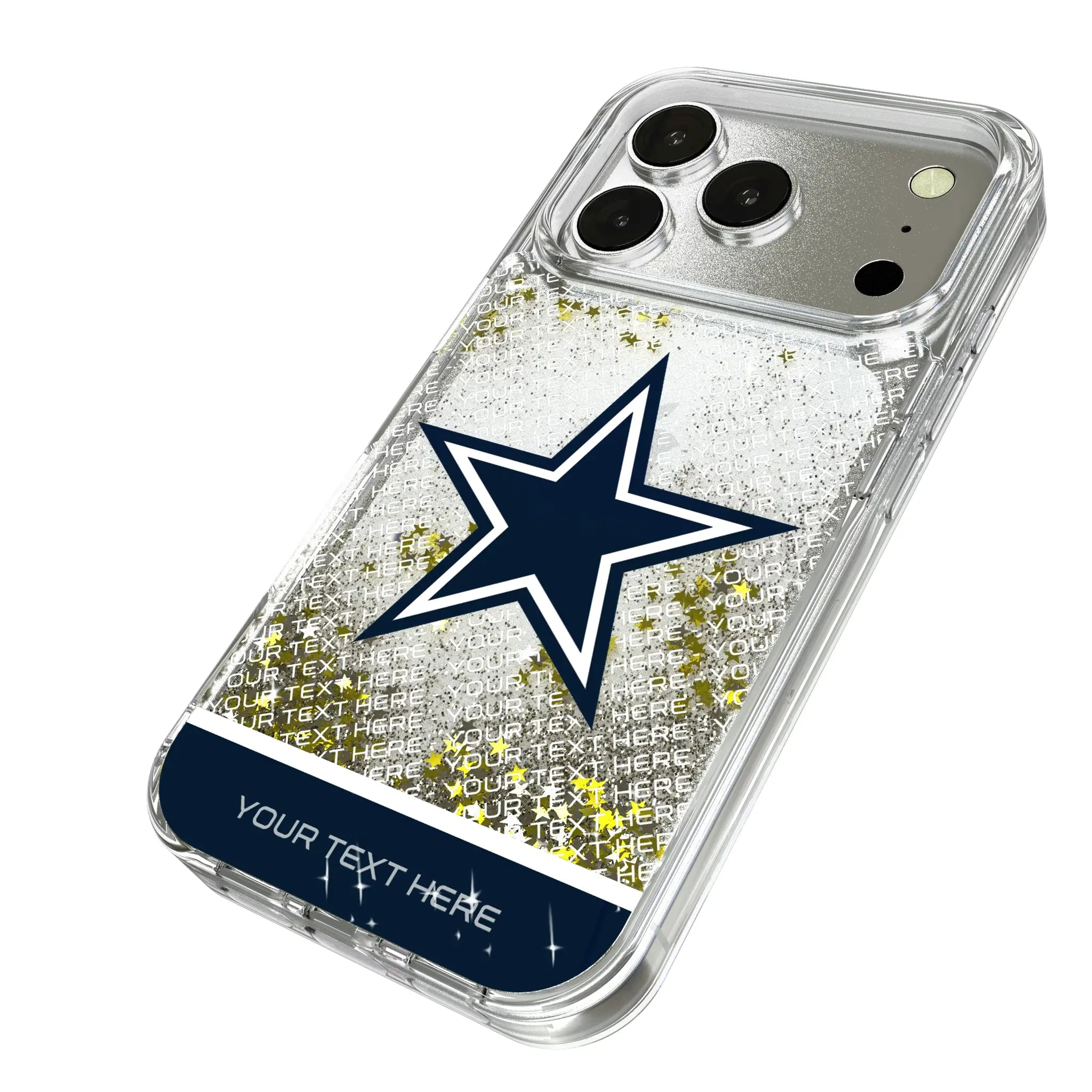 Dallas Cowboys Personalized EndZone Plus iPhone Glitter Phone Case for Apple iPhone - Isometric View