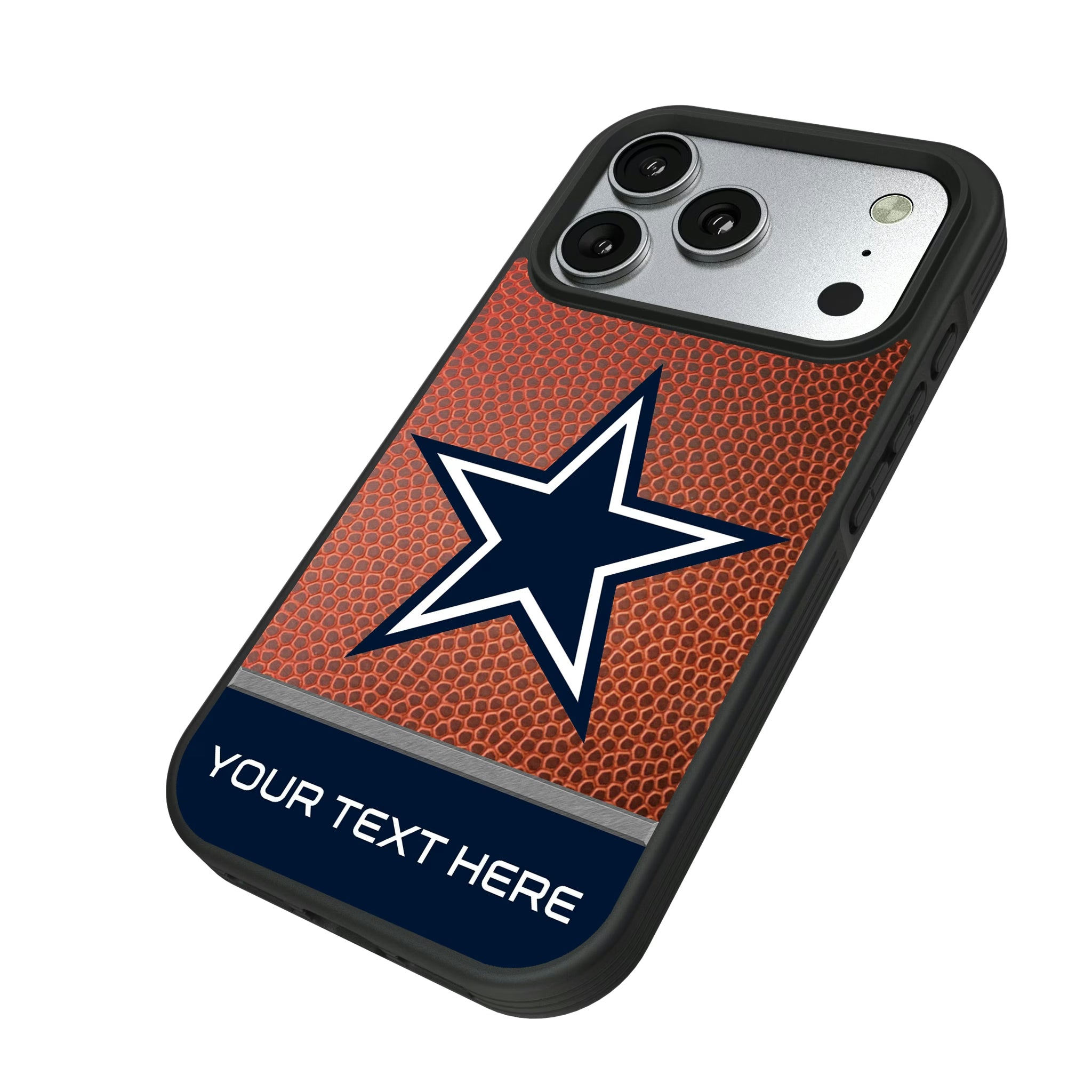 Dallas Cowboys Personalized Football iPhone Bump Phone Case for Apple iPhone - Isometric View#Device_iPhone 17 Pro