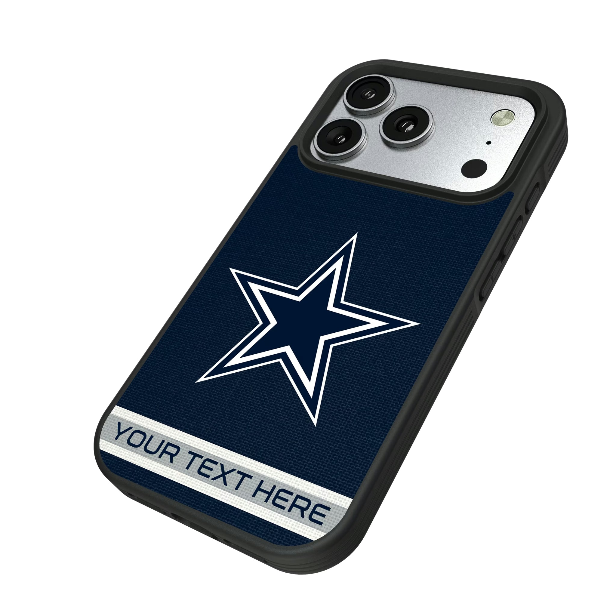 Dallas Cowboys Personalized Stripe iPhone Bump Phone Case for Apple iPhone - Isometric View#Device_iPhone 17 Pro