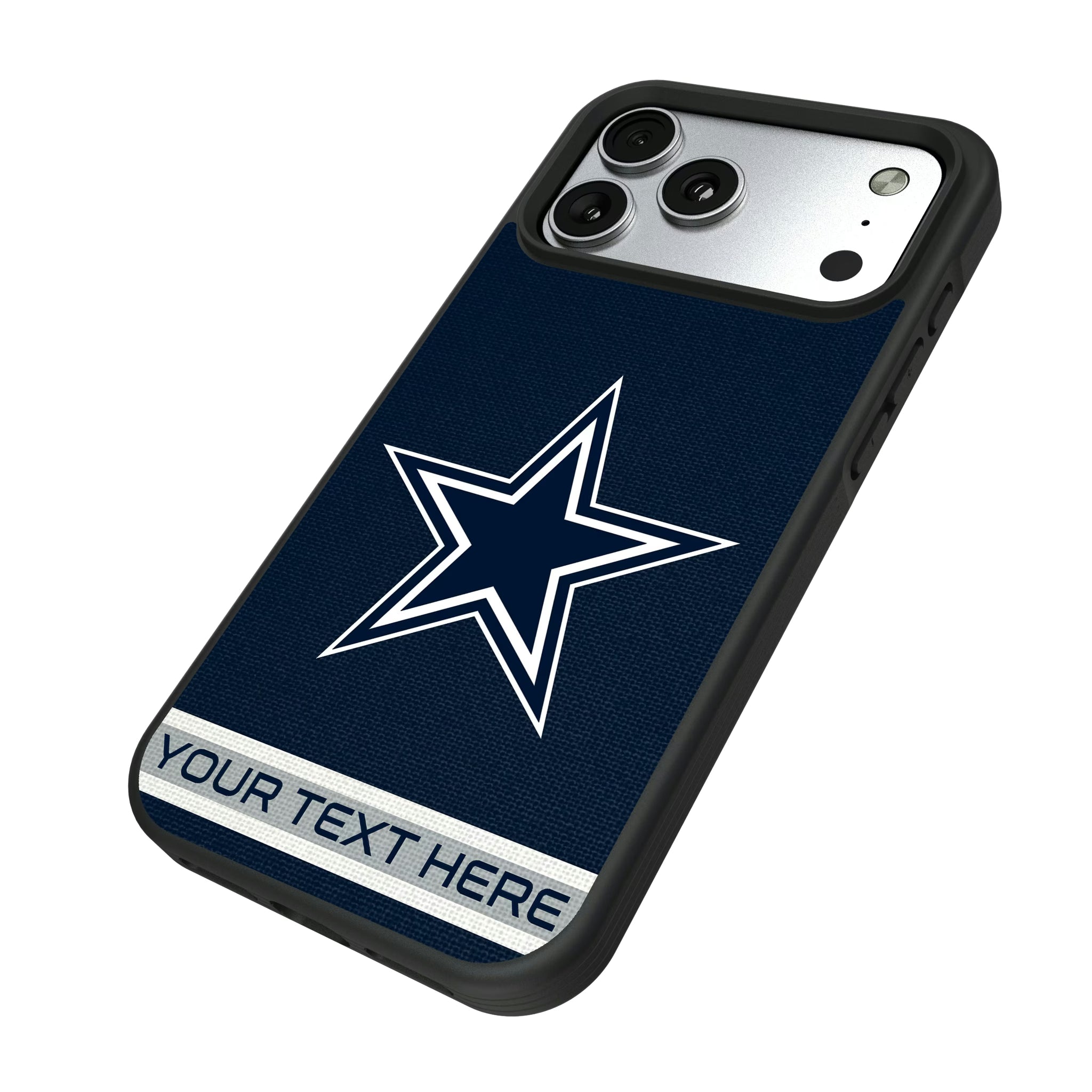 Dallas Cowboys Personalized Stripe iPhone Bump Phone Case for Apple iPhone - Isometric View#Device_iPhone 17 Pro Max