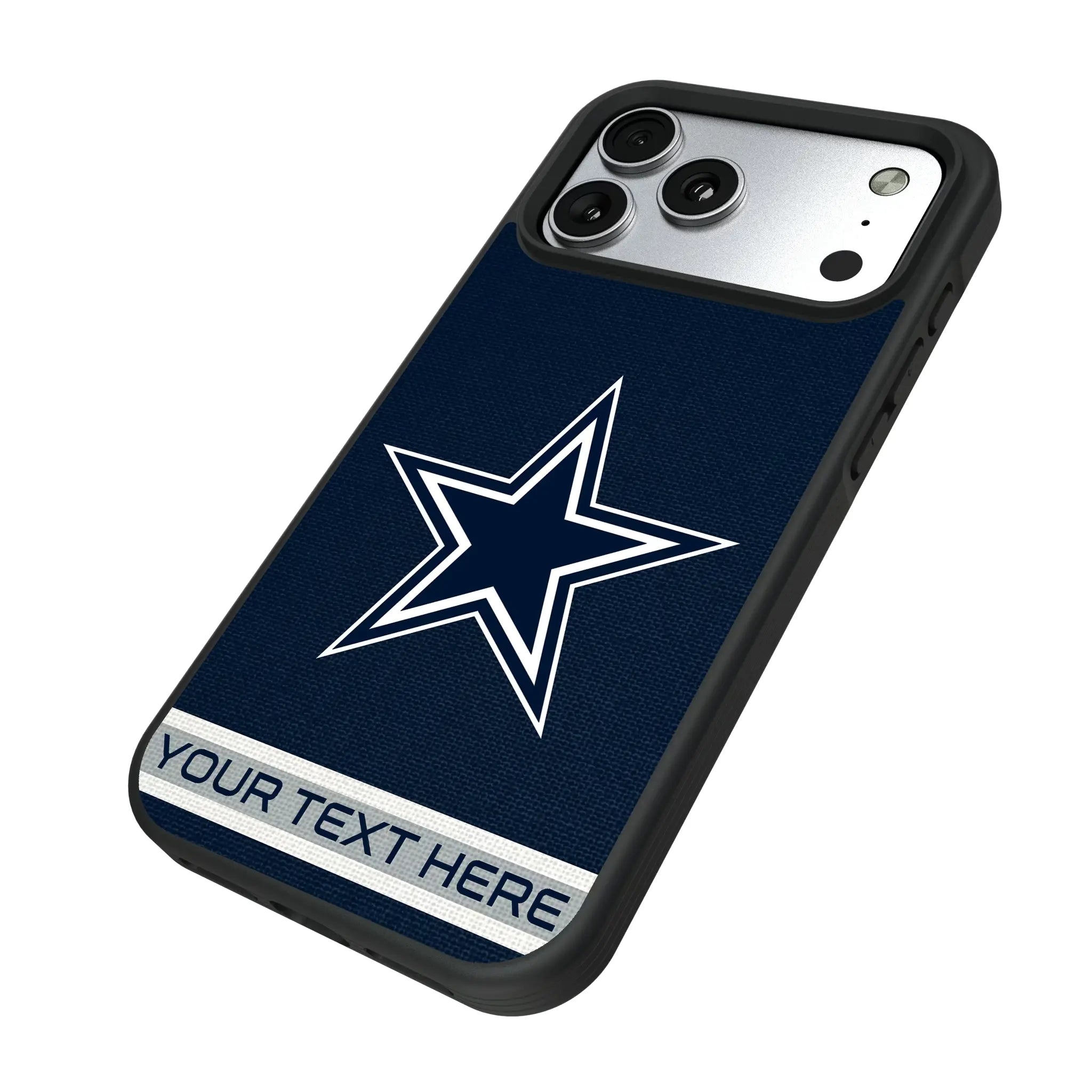Dallas Cowboys Personalized Stripe iPhone Bump Phone Case for Apple iPhone - Isometric View#Device_iPhone 17 Pro Max