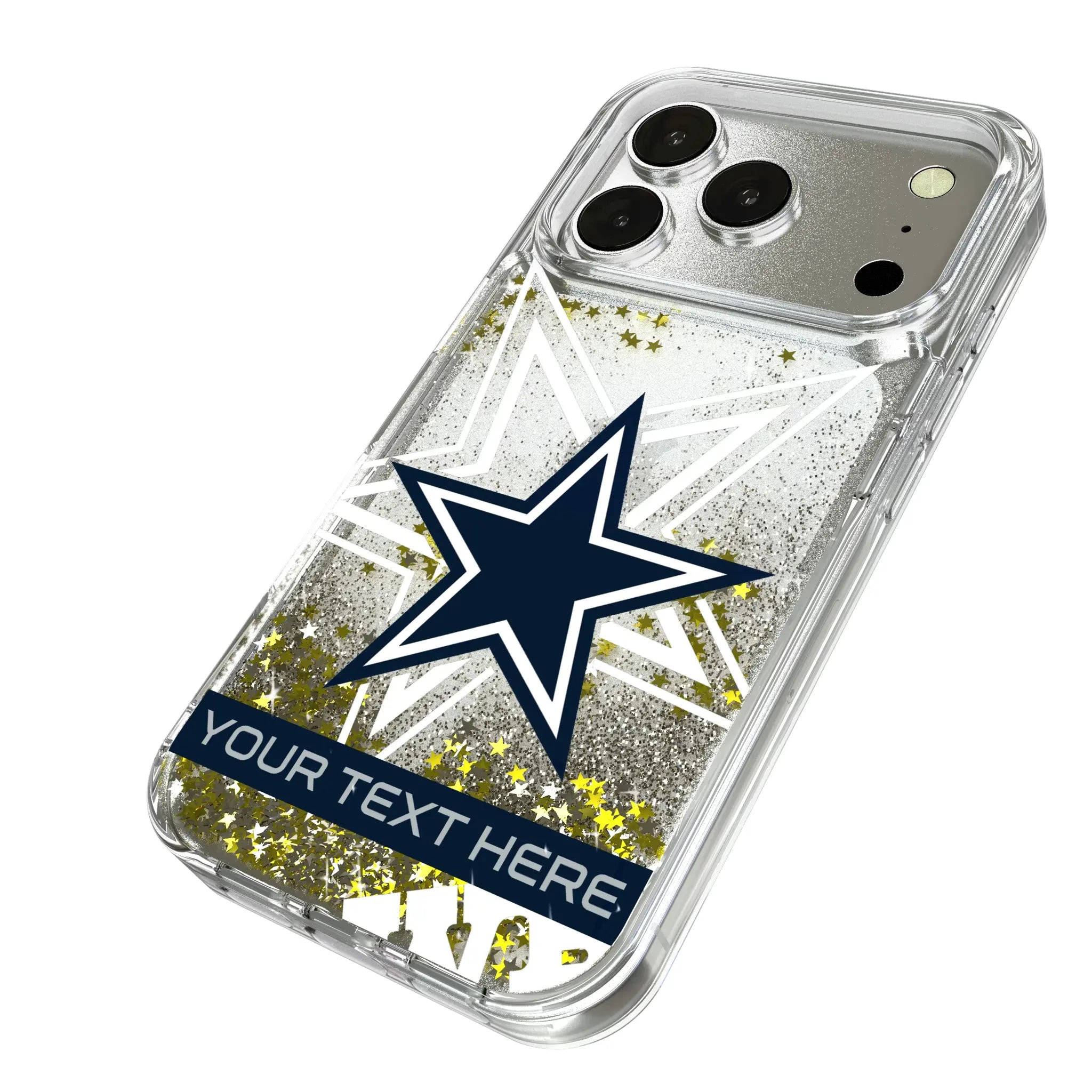 Dallas Cowboys Personalized Tilt iPhone Glitter Phone Case for Apple iPhone - Isometric View