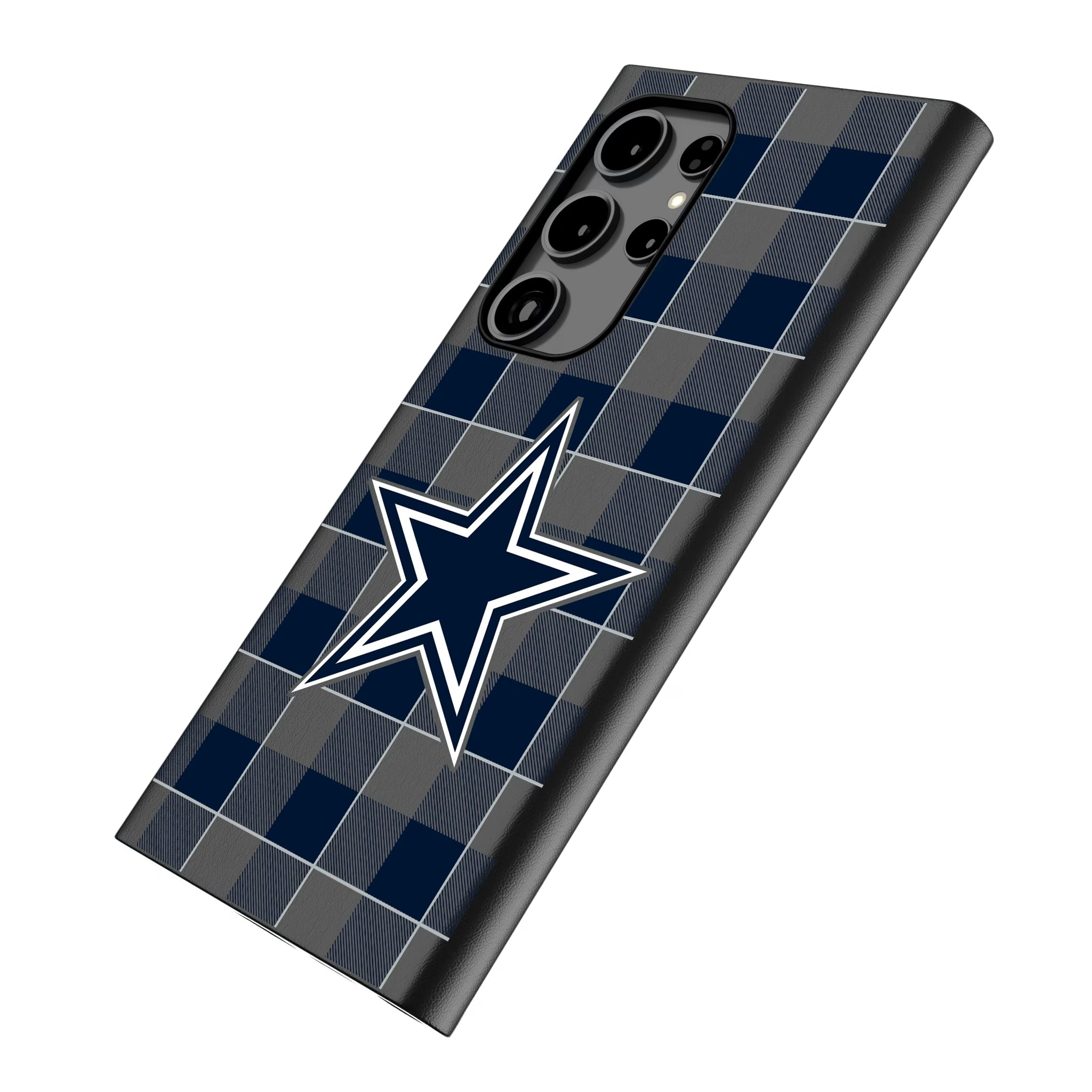 Dallas Cowboys Plaid Galaxy MagSafe Compatible Phone Case for Samsung Galaxy - Isometric View