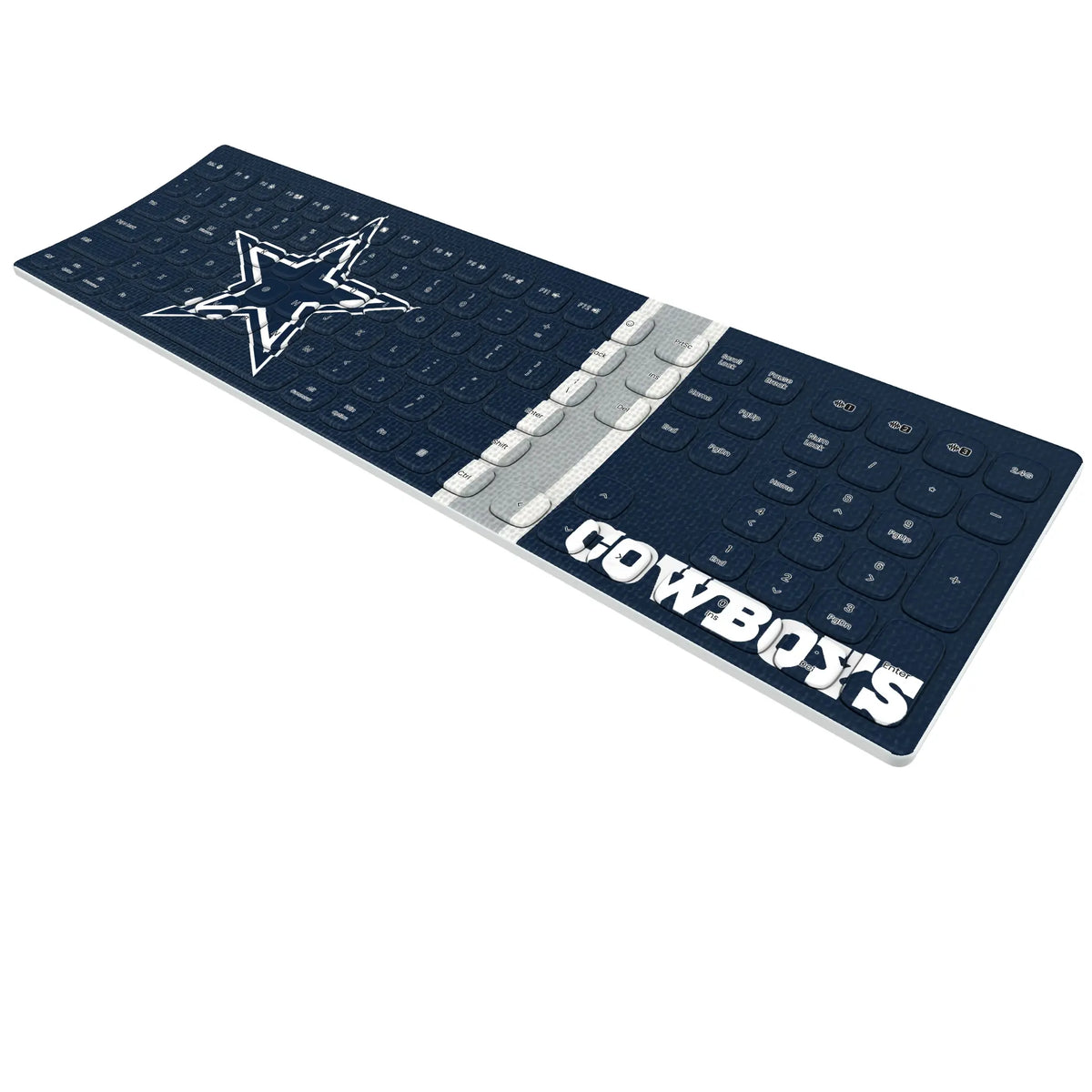 Dallas Cowboys Stripe KKB605 Curved Wireless Keyboard - Isometric View
