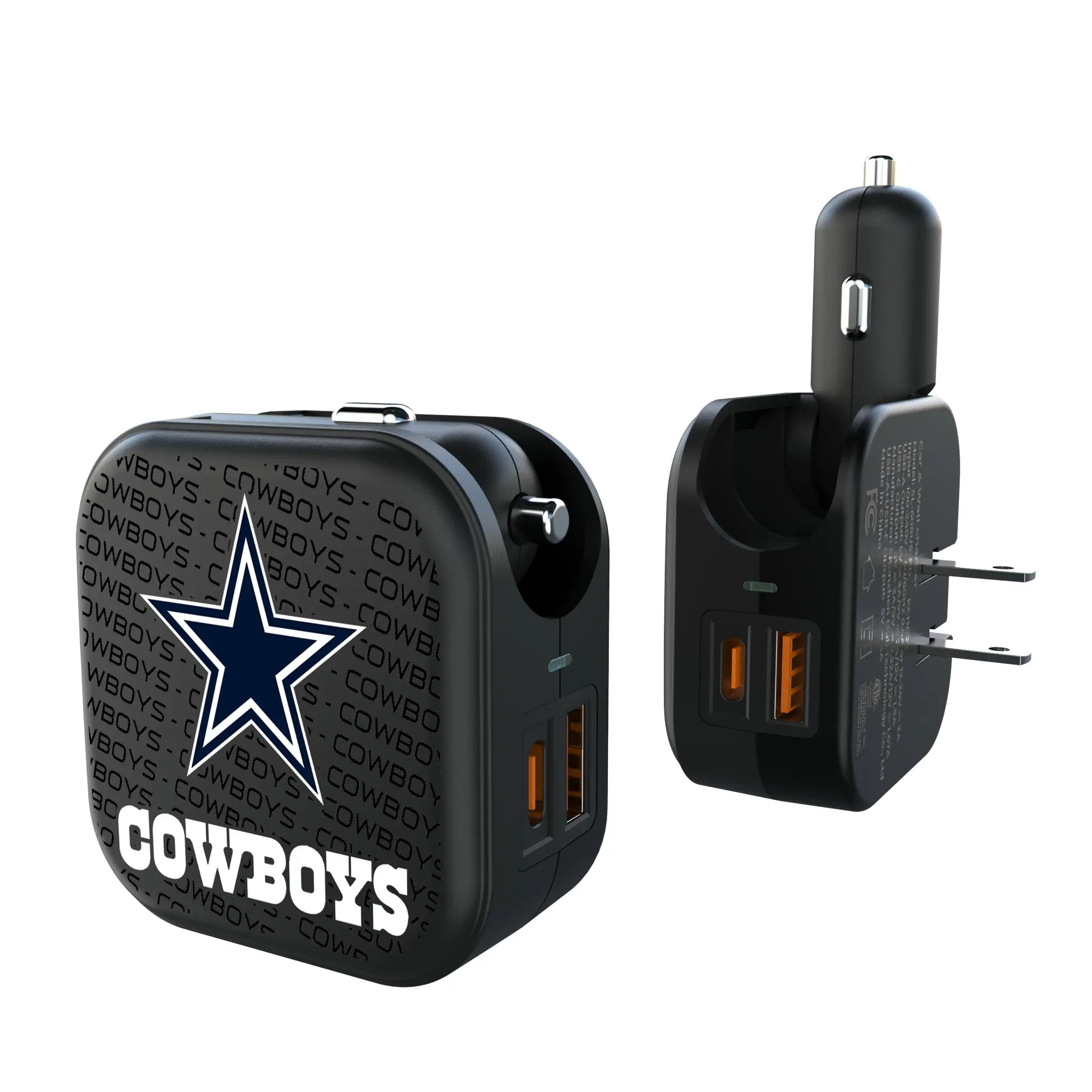 Dallas Cowboys Text Backdrop 2 in 1 USB A/C Charger