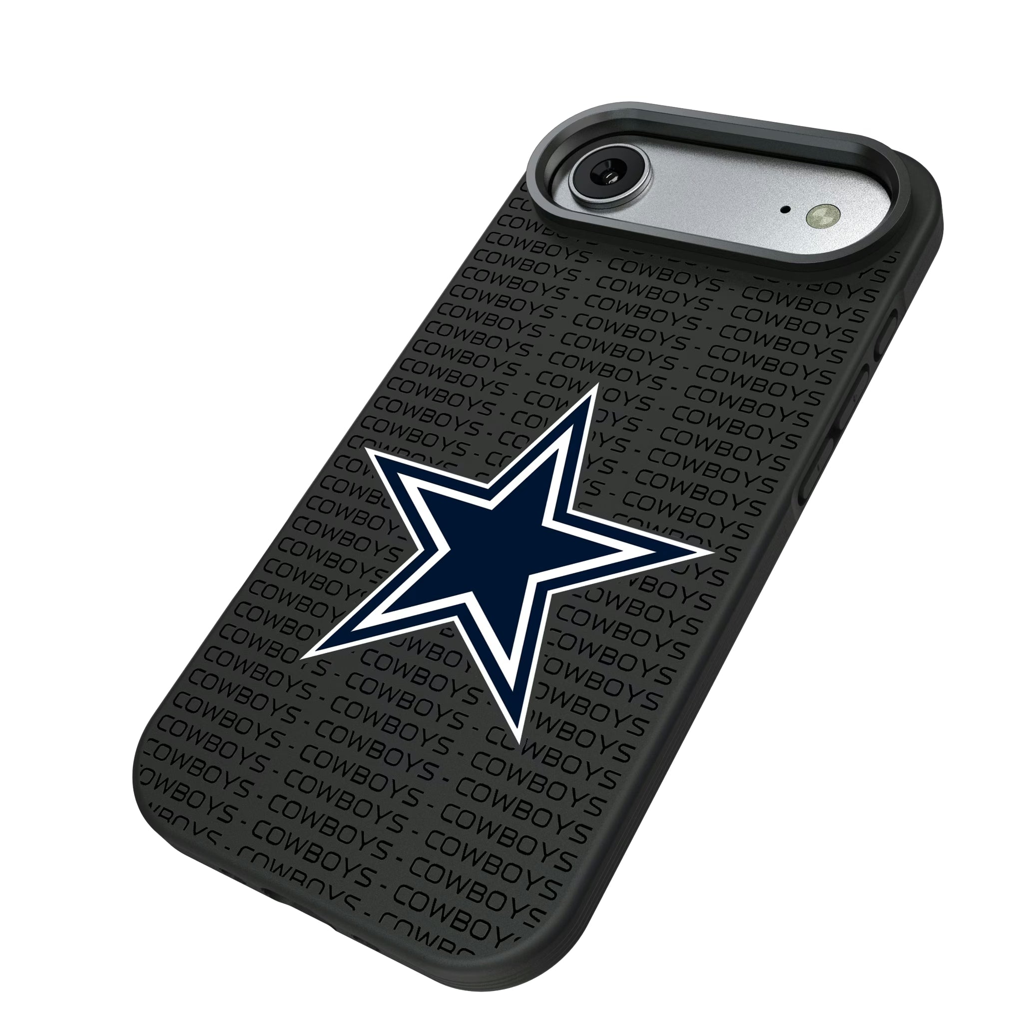 Dallas Cowboys Text Backdrop iPhone Bump Phone Case for Apple iPhone - Isometric View#Device_iPhone Air