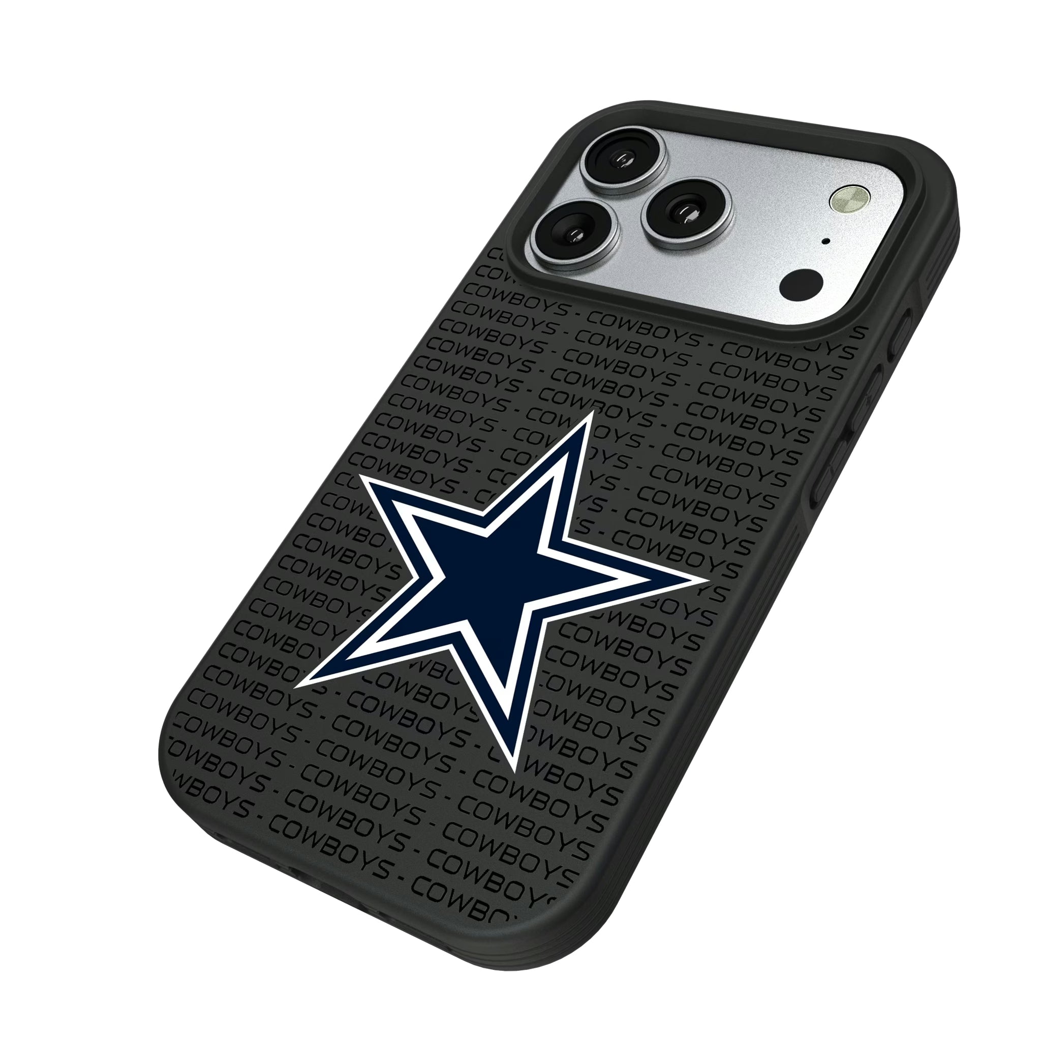 Dallas Cowboys Text Backdrop iPhone Bump Phone Case for Apple iPhone - Isometric View#Device_iPhone 17 Pro
