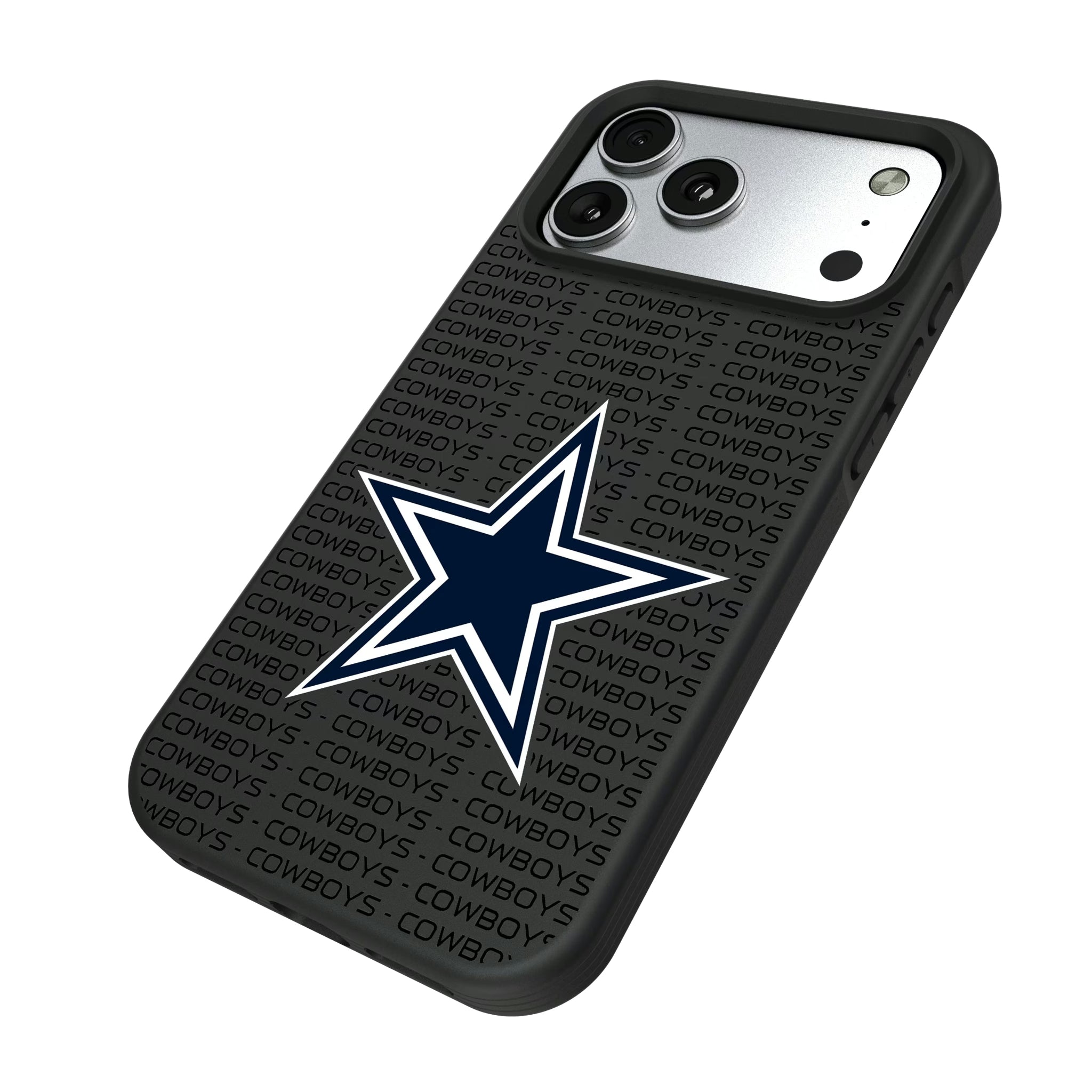 Dallas Cowboys Text Backdrop iPhone Bump Phone Case for Apple iPhone - Isometric View#Device_iPhone 17 Pro Max
