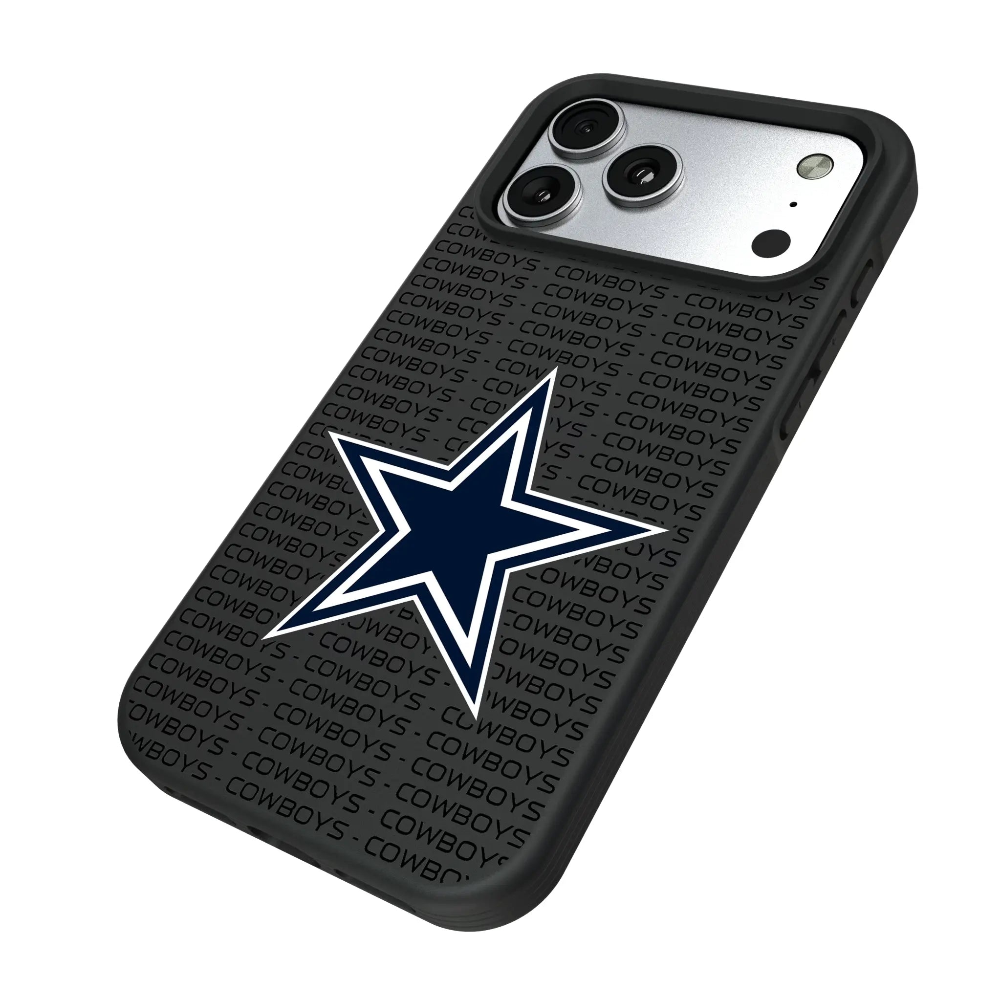 Dallas Cowboys Text Backdrop iPhone Bump Phone Case for Apple iPhone - Isometric View#Device_iPhone 17 Pro Max