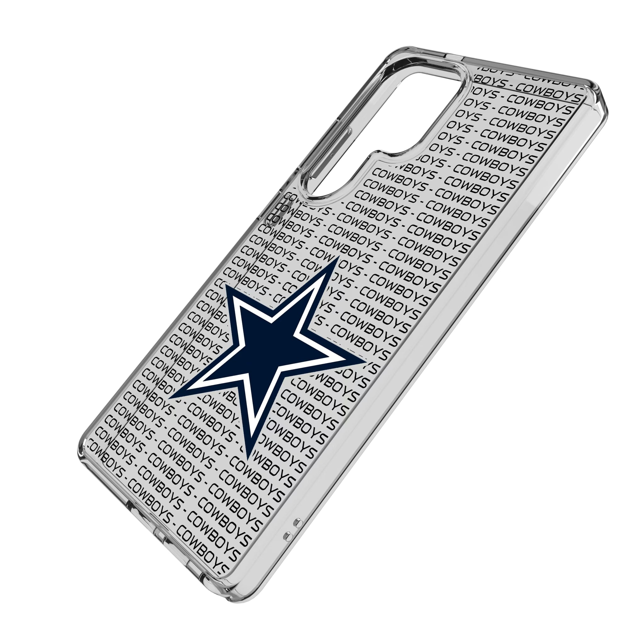 Dallas Cowboys Text Backdrop Galaxy Clear Phone Case for Samsung Galaxy - Isometric View